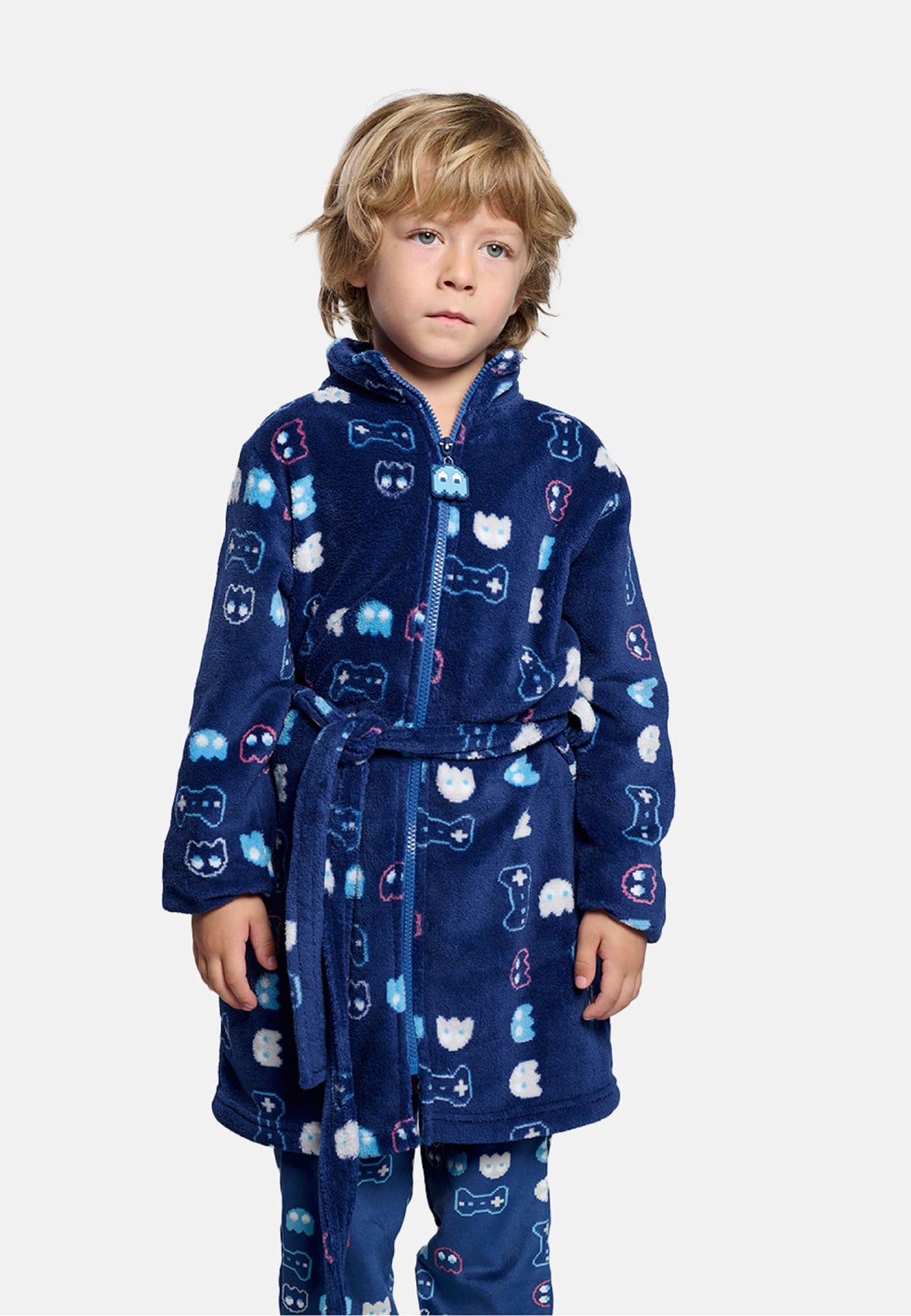 Roupão infantil de menino polar coral estampado gamer