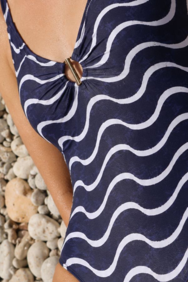 Maiô modelador com estampa de ondas do mar, tamanho C