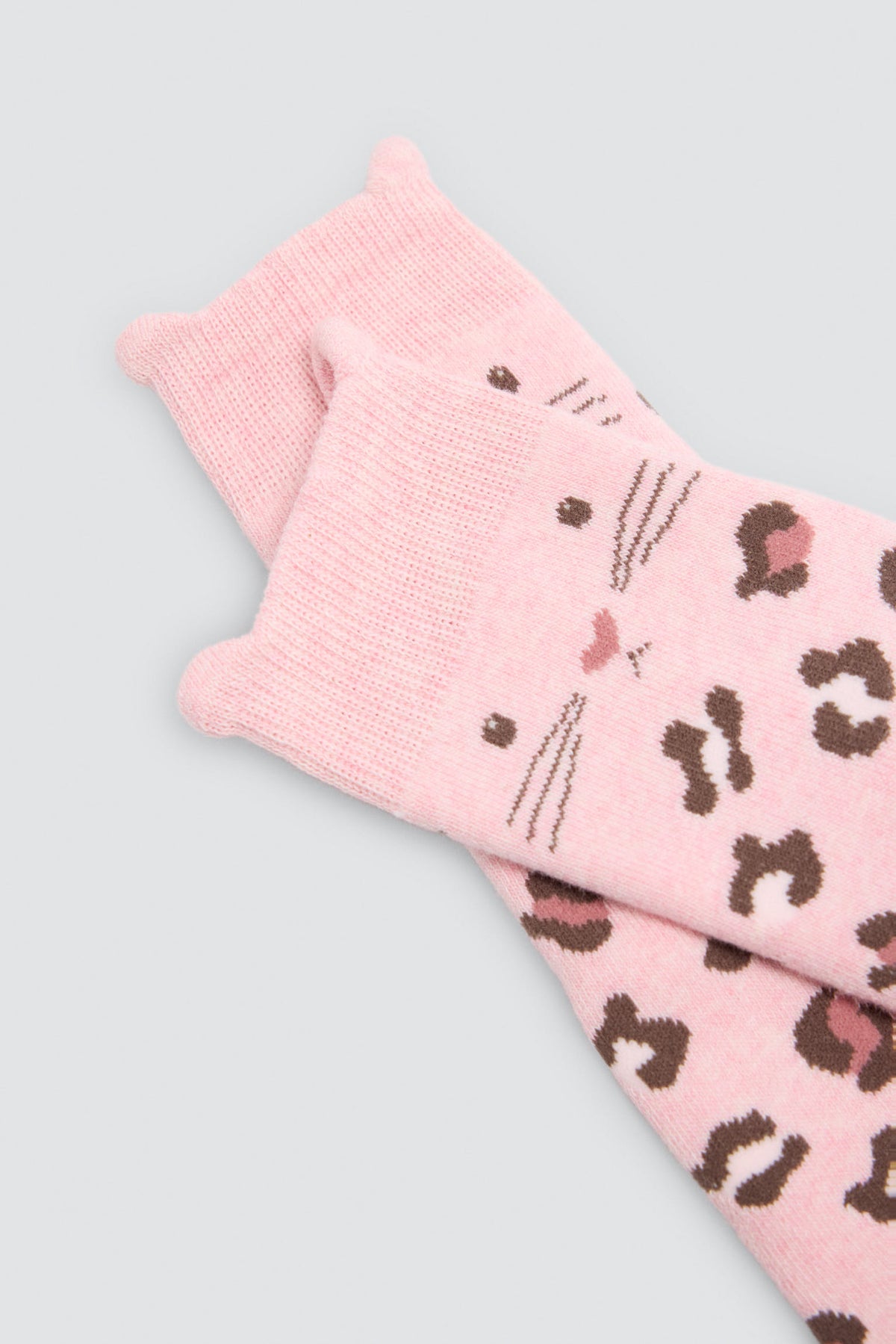 Pack de 3 meias térmicas de menina com detalhe orelhas de gato e estampado leopardo