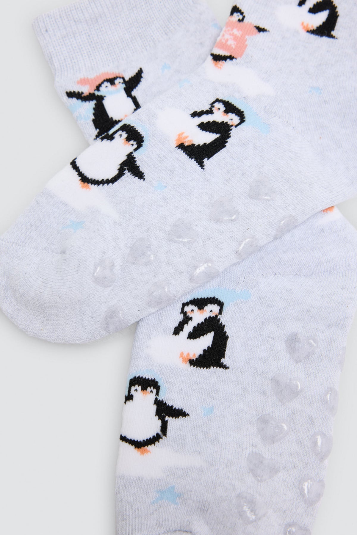 Pack de 3 meias térmicas antiderrapantes de menina com estampados de ursos e pinguins