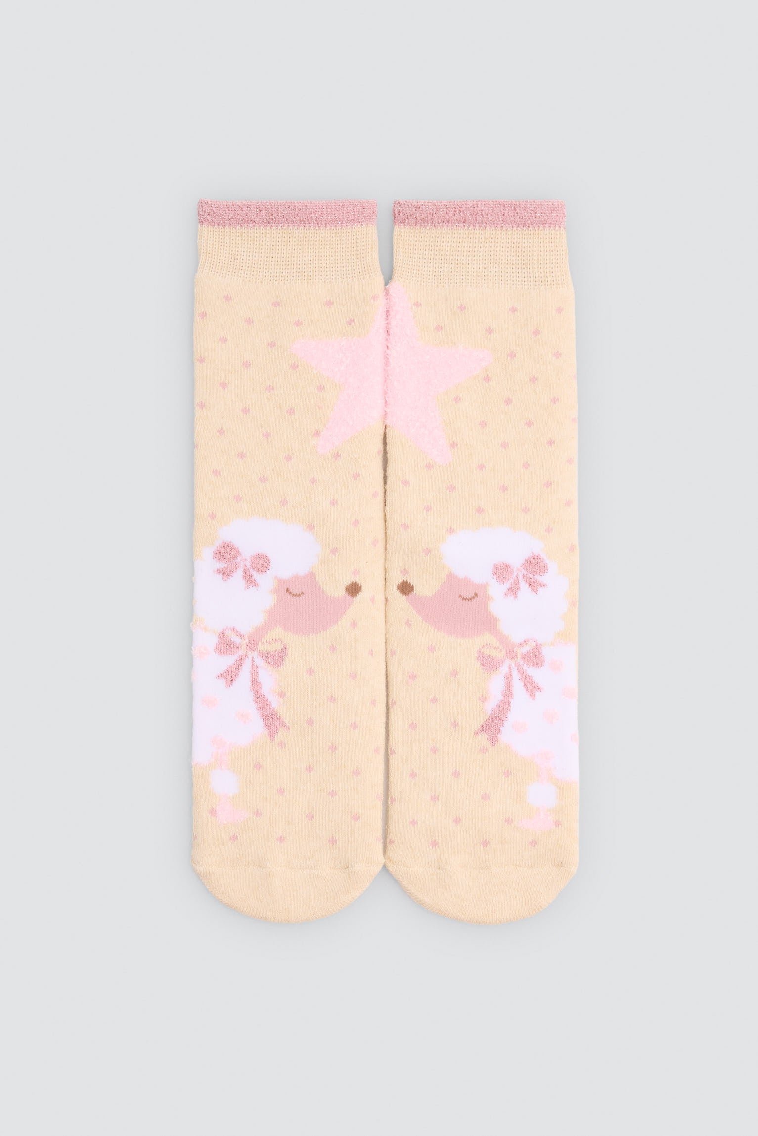 Pack de 3 meias térmicas antiderrapantes de menina com estampado de caniches