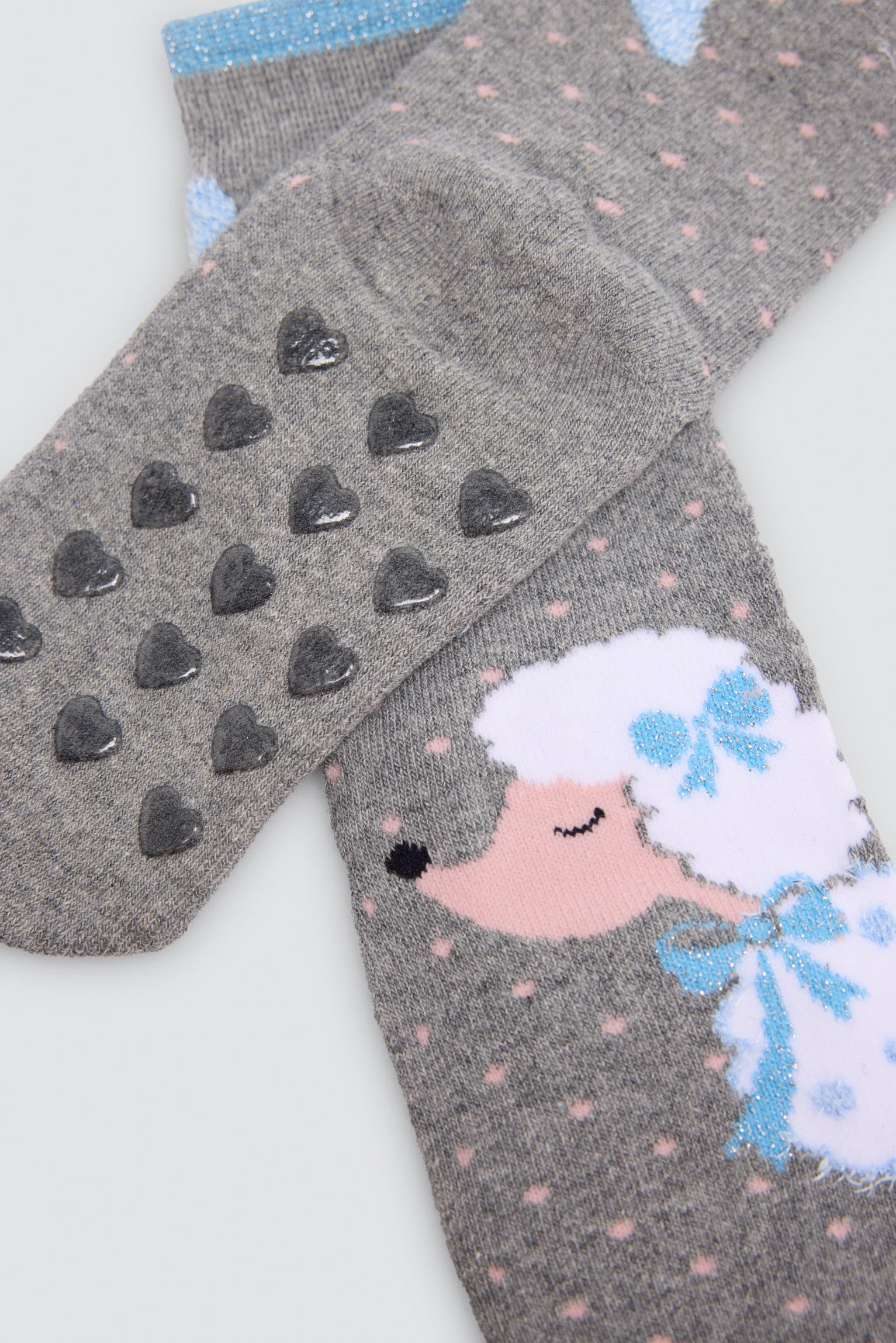 Pack de 3 meias térmicas antiderrapantes de menina com estampado de caniches