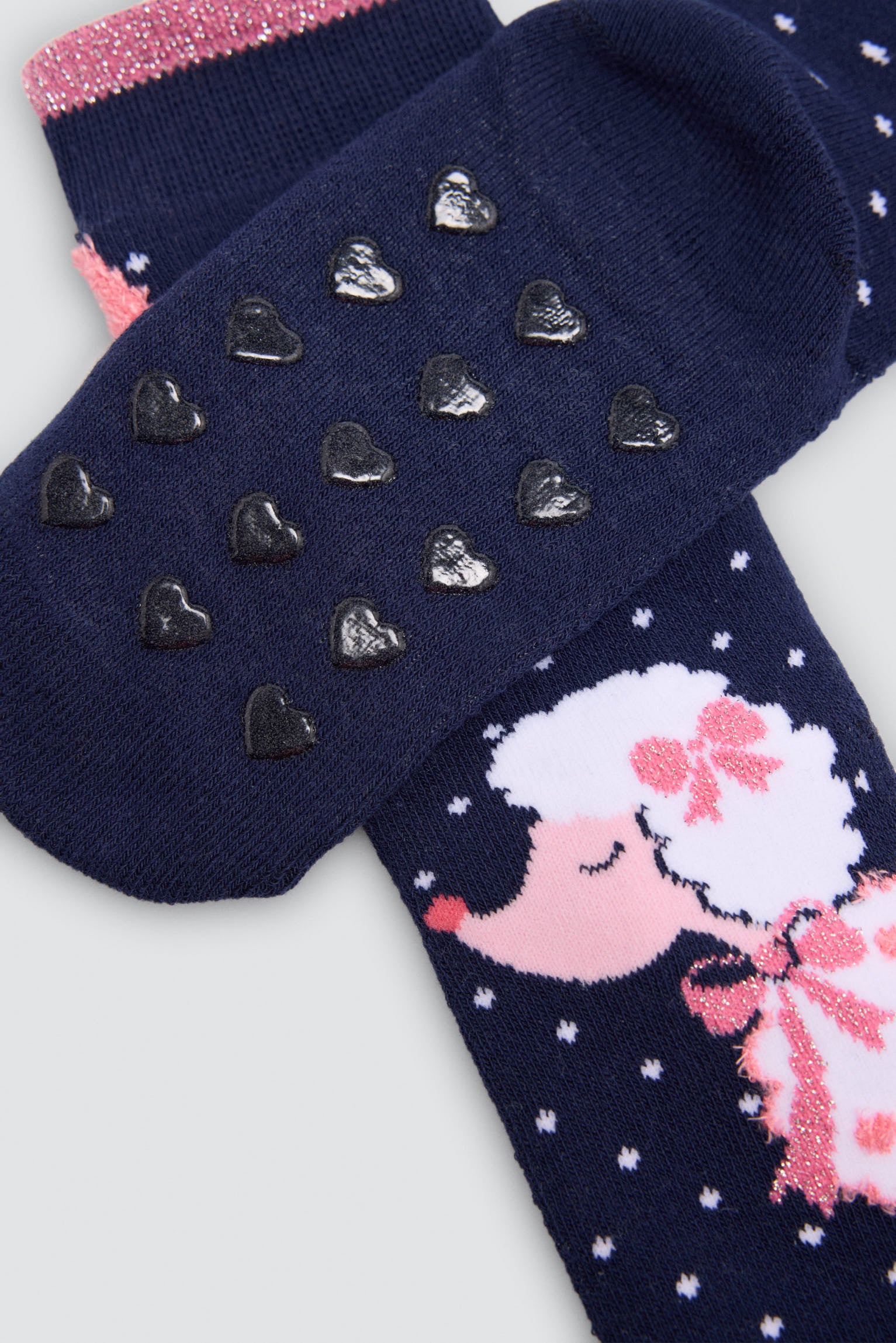 Pack de 3 meias térmicas antiderrapantes de menina com estampado de caniches