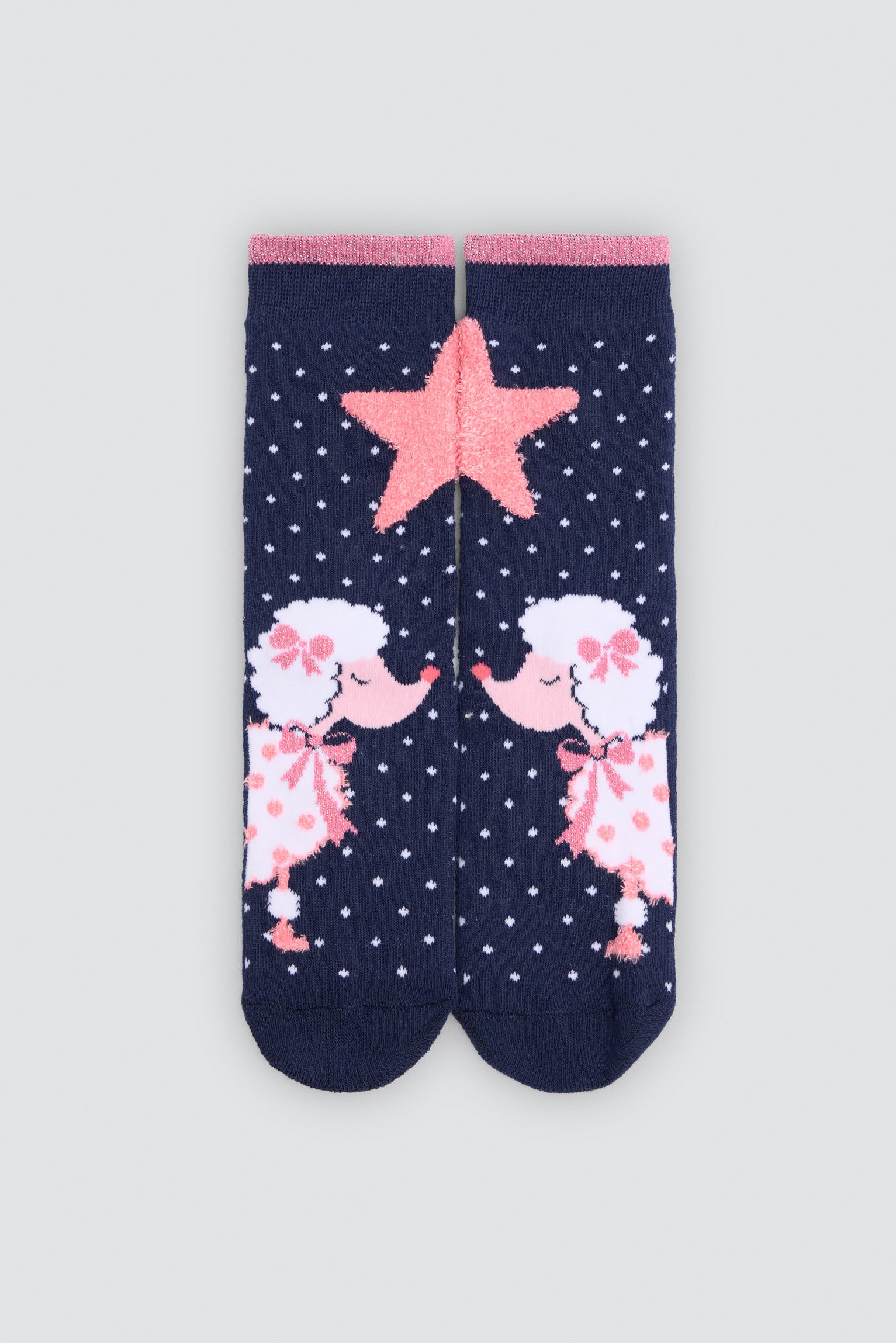 Pack de 3 meias térmicas antiderrapantes de menina com estampado de caniches