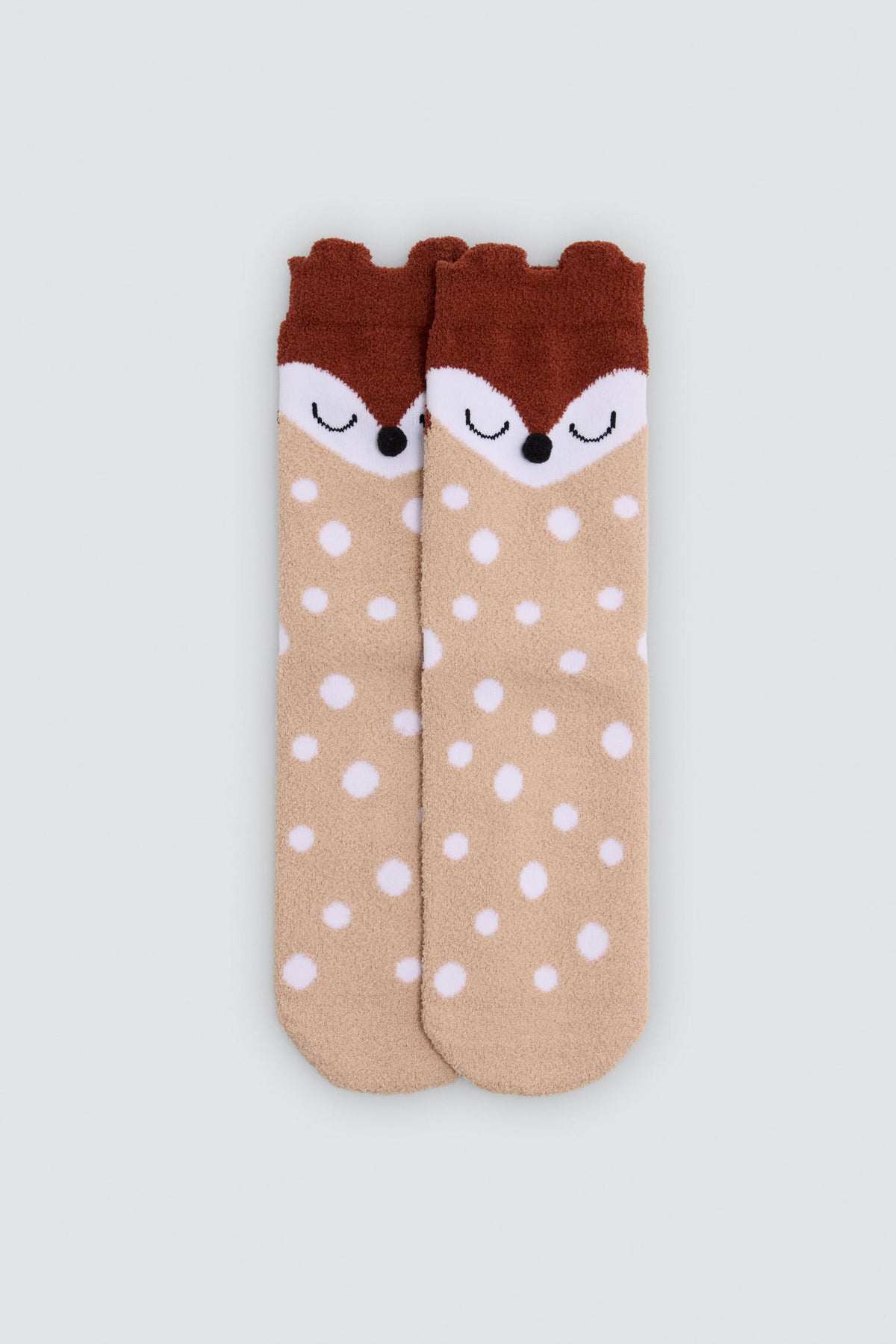 Pack de 3 meias térmicas antiderrapantes de menina com detalhes 3D de caras de animais