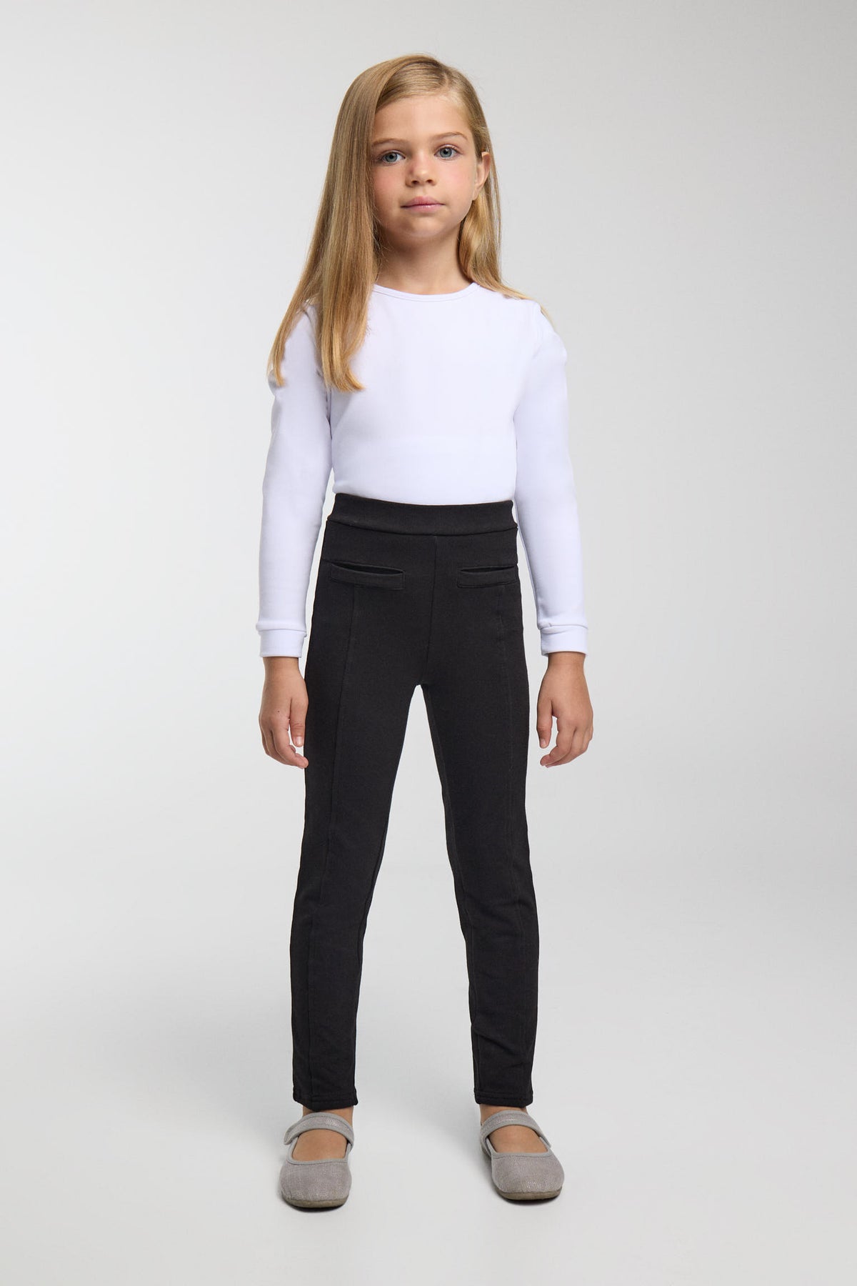 TÉRMICO Leggings de menina pretos skinny cardados