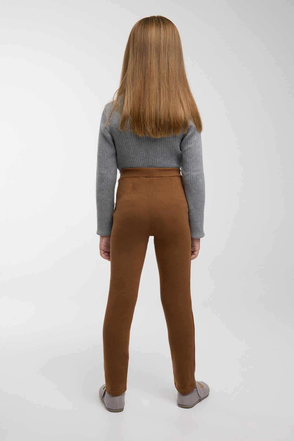 TÉRMICO Leggings de menina castanhos skinny cardados