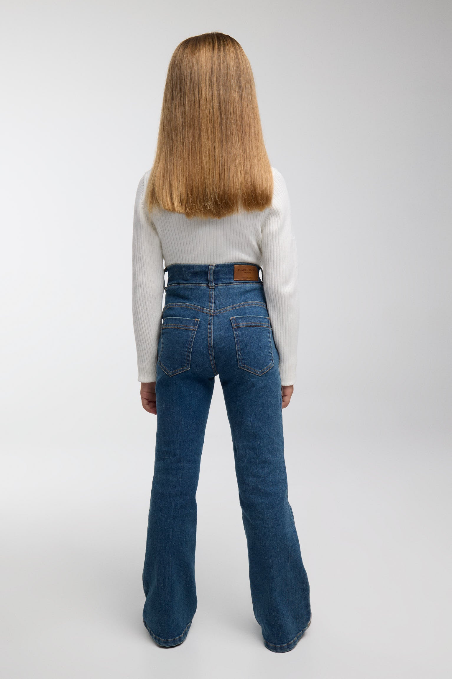 Calças de menina acampanadas efeito denim