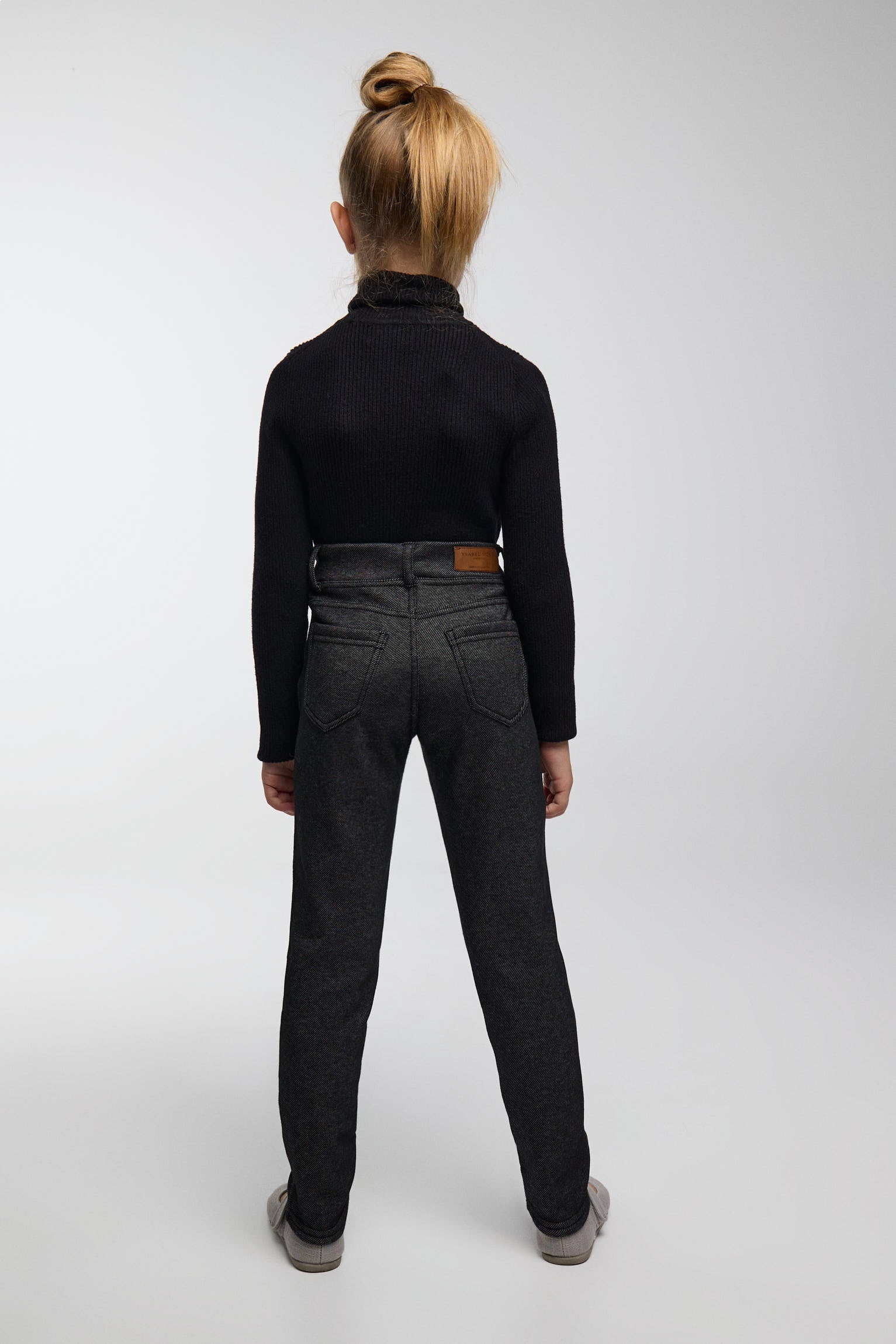 TÉRMICO Leggings de menina pretos cardados efeito denim
