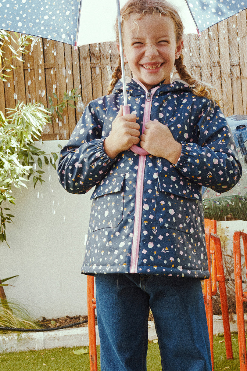 Capa de chuva infantil de outono com forro de lã