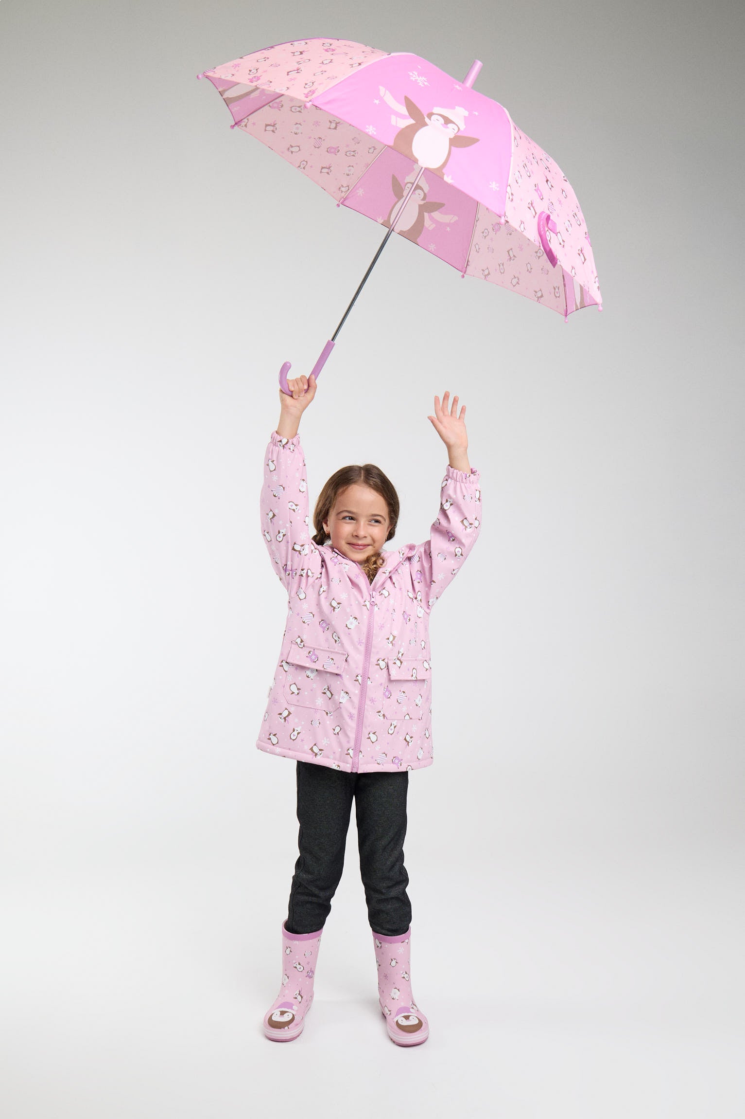 PRÉ-VENDA Guarda-chuva de menina estampado de pinguins