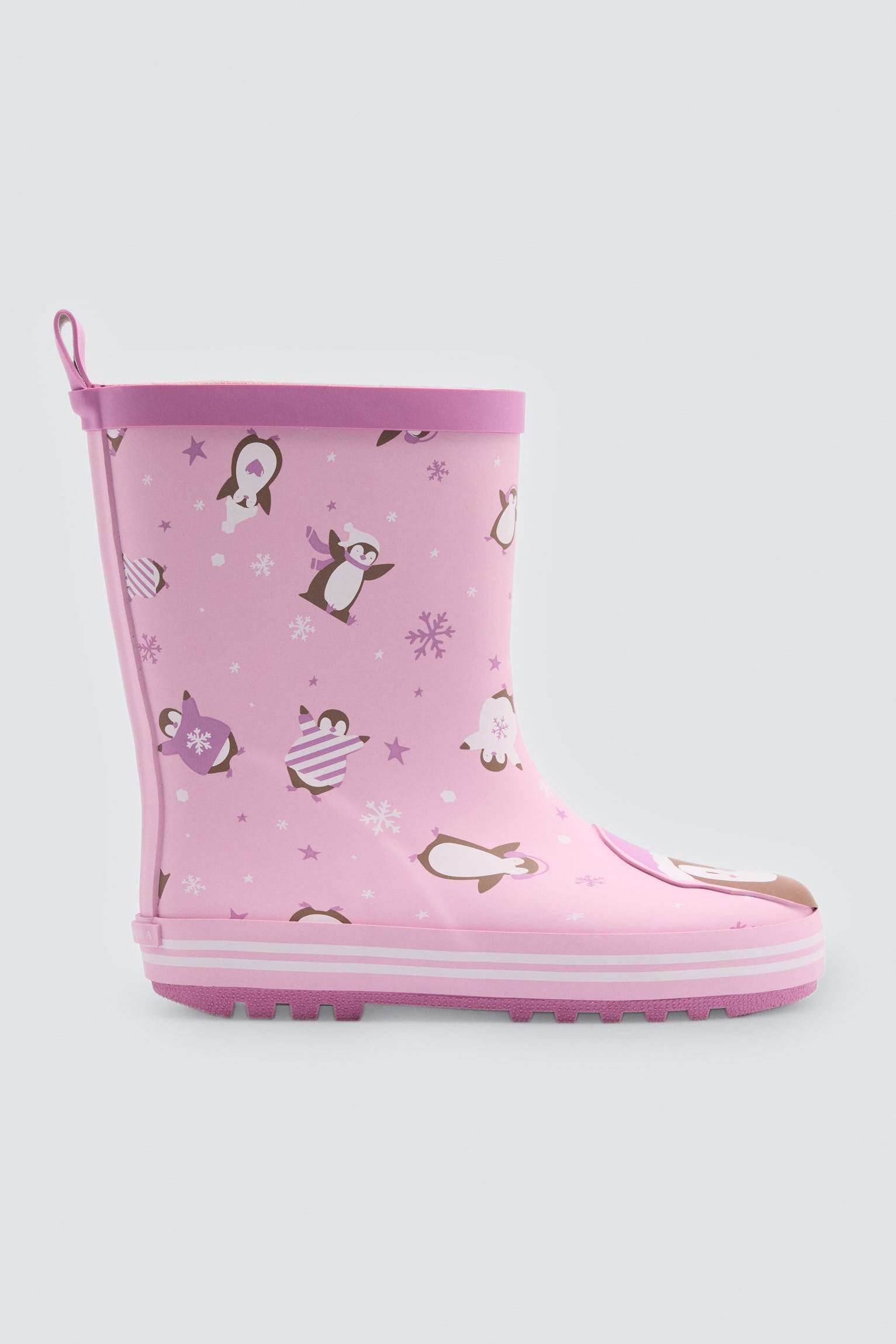 PRÉ-VENDA Botas de chuva de menina estampado de pinguins com forro interior
