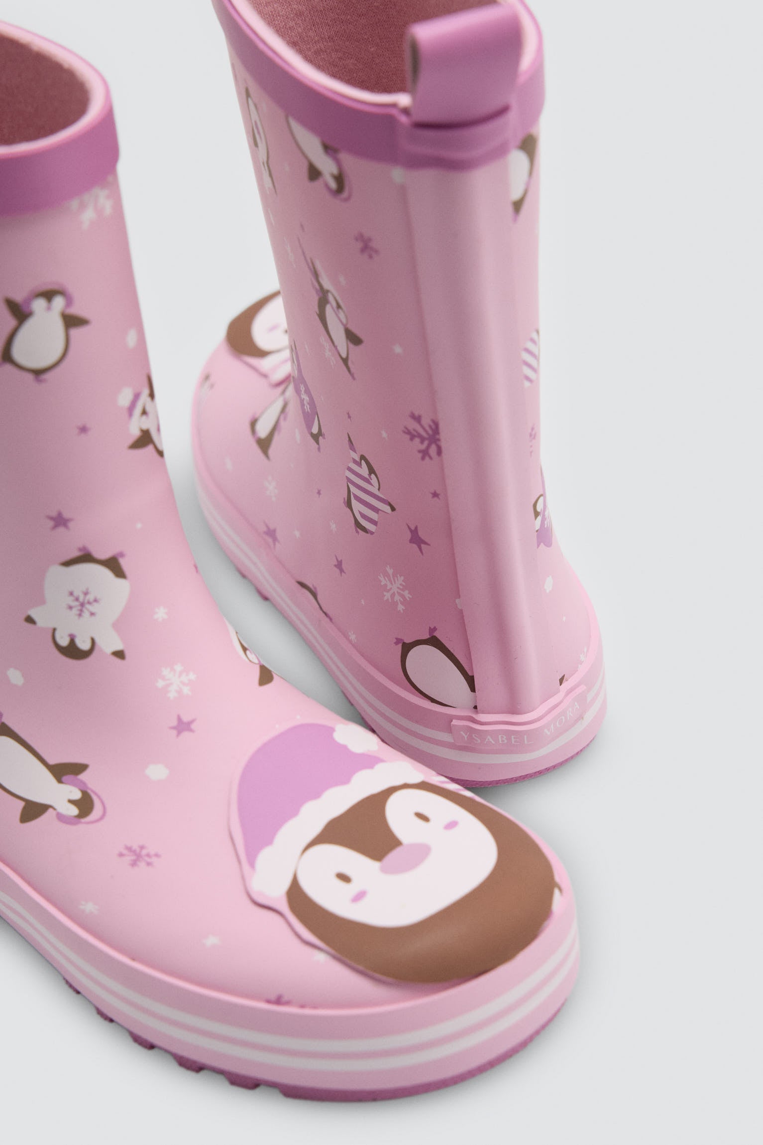 PRÉ-VENDA Botas de chuva de menina estampado de pinguins com forro interior