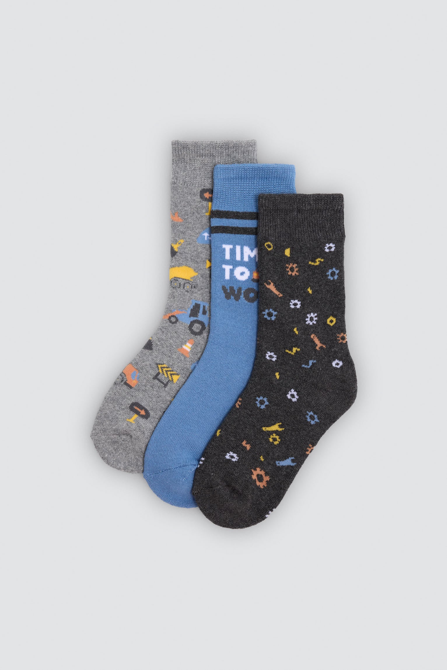 Pack de 3 meias térmicas de menino com estampado de ferramentas e sinais