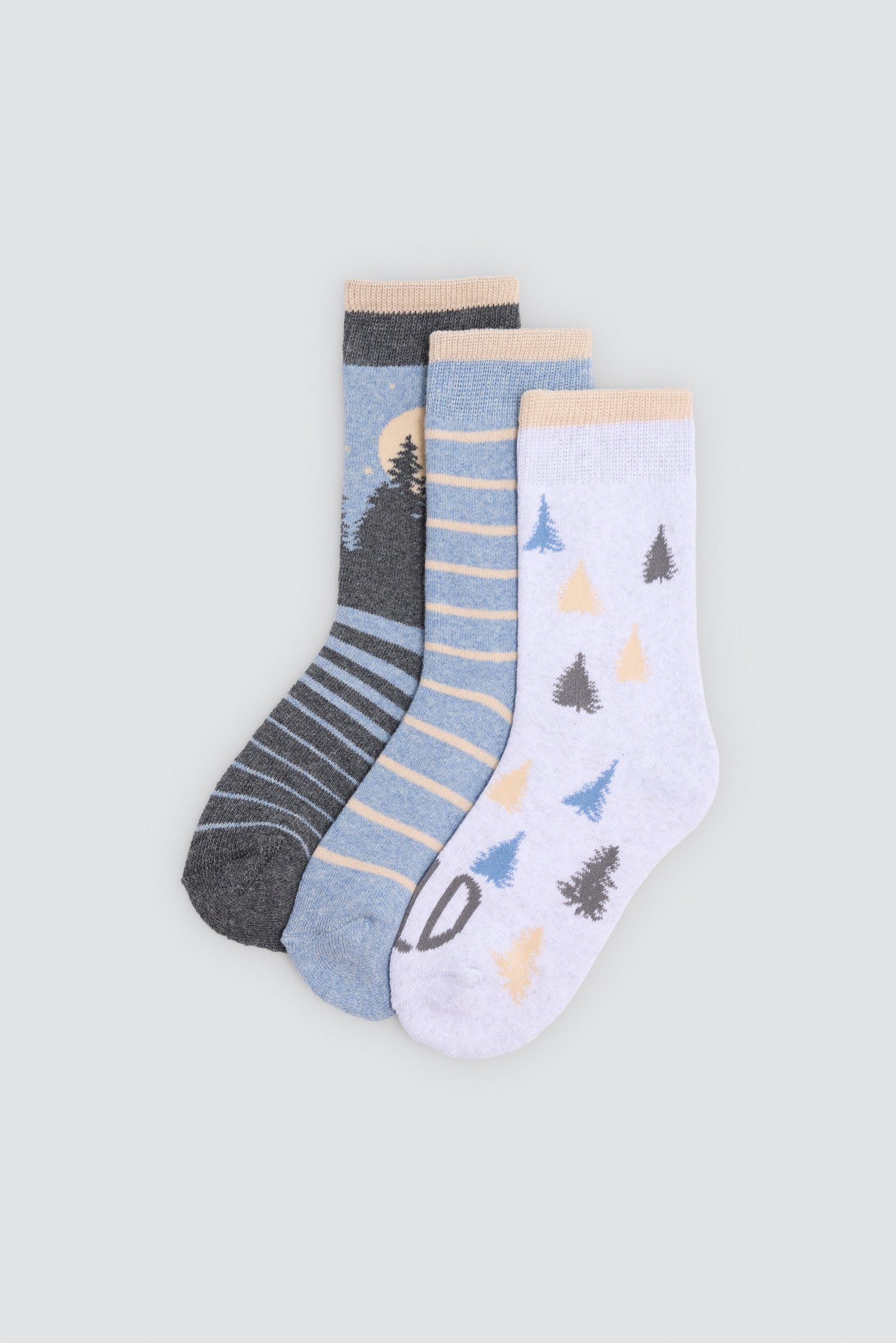 Pack de 3 meias térmicas de menino com estampado de floresta