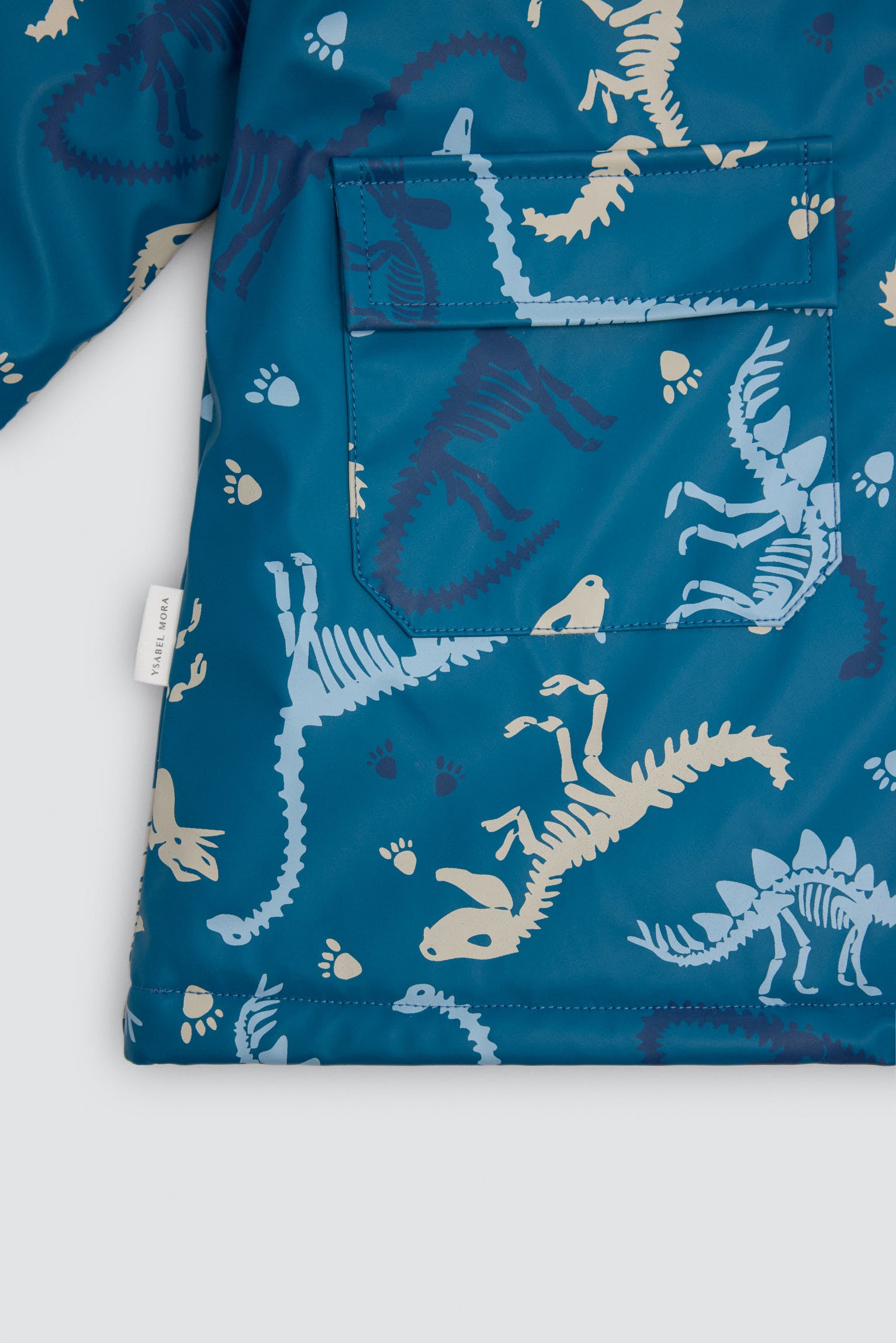 Capa de chuva de menino estampado de dinossauros com forro polar