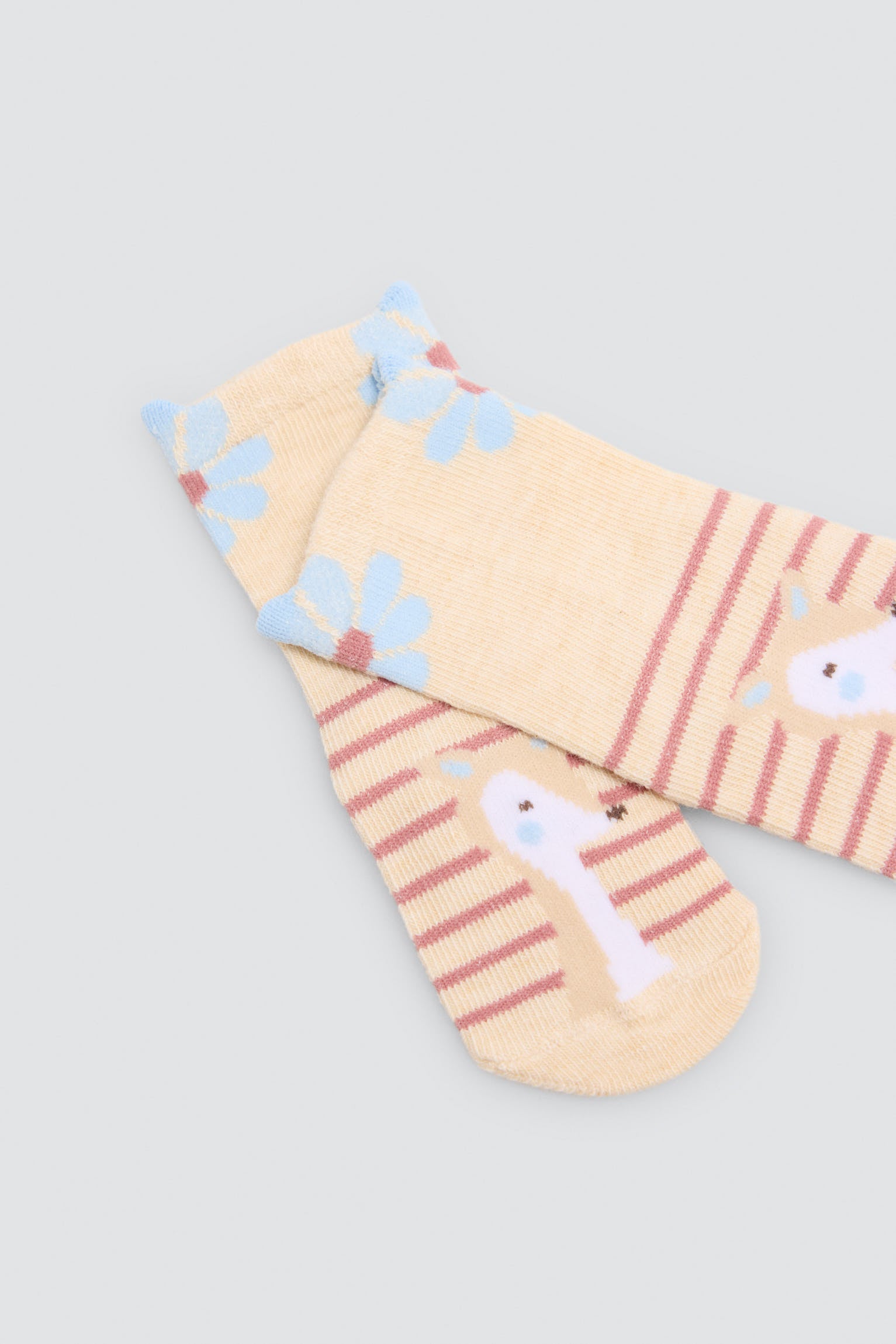 Pack de 4 meias de bebé com estampado de flores e raposas