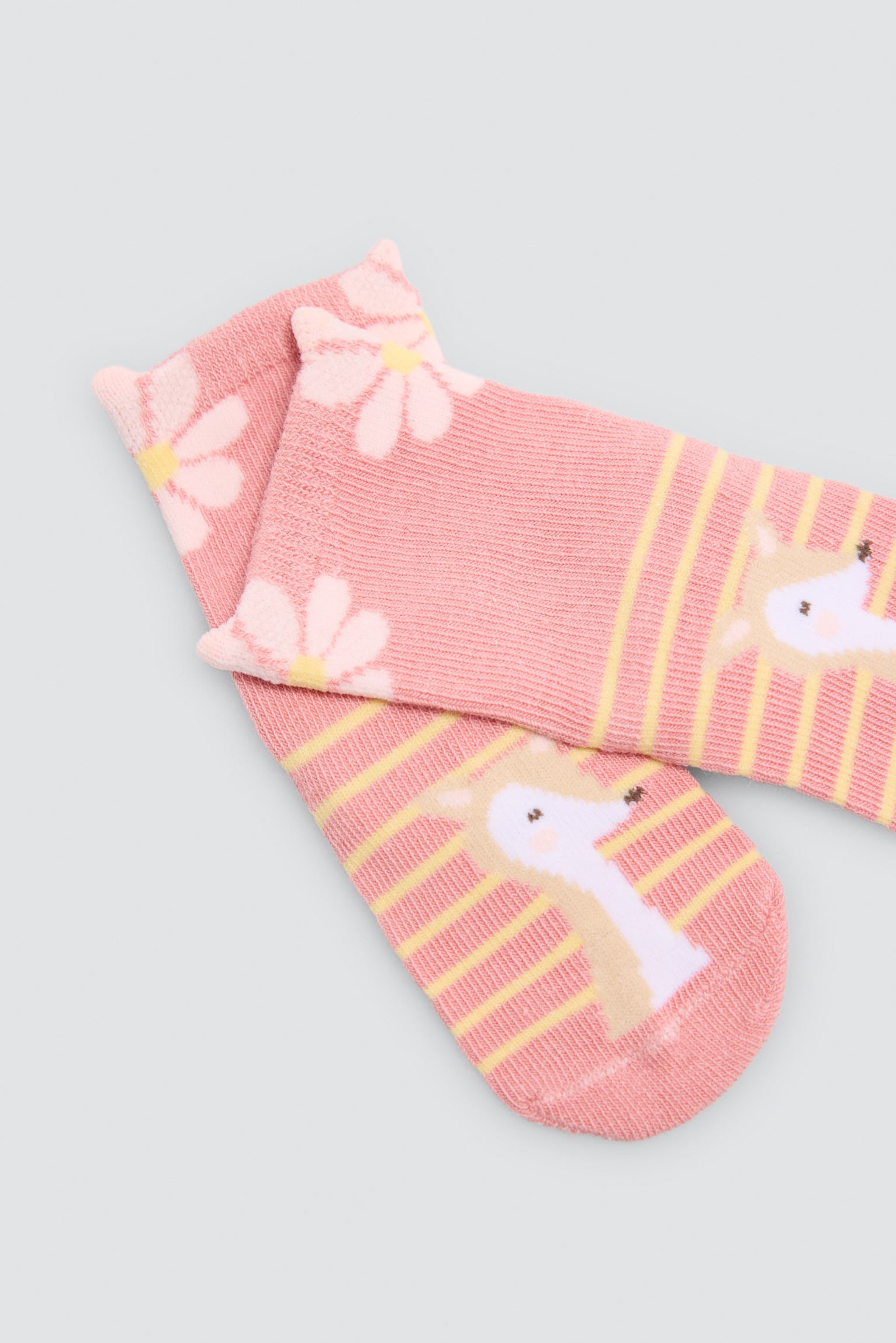 Pack de 4 meias de bebé com estampado de flores e raposas