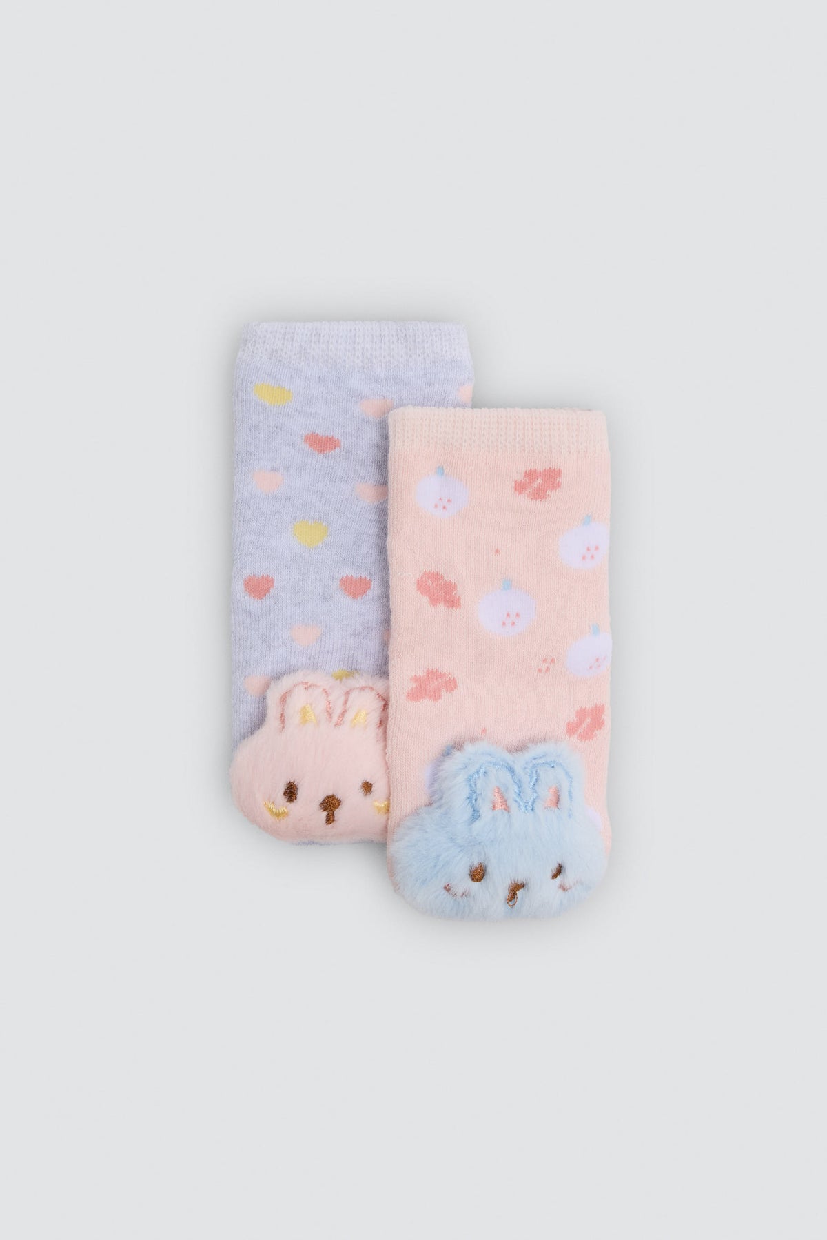 Pack de 2 meias térmicas sensoriais de bebé com coelhos 3D