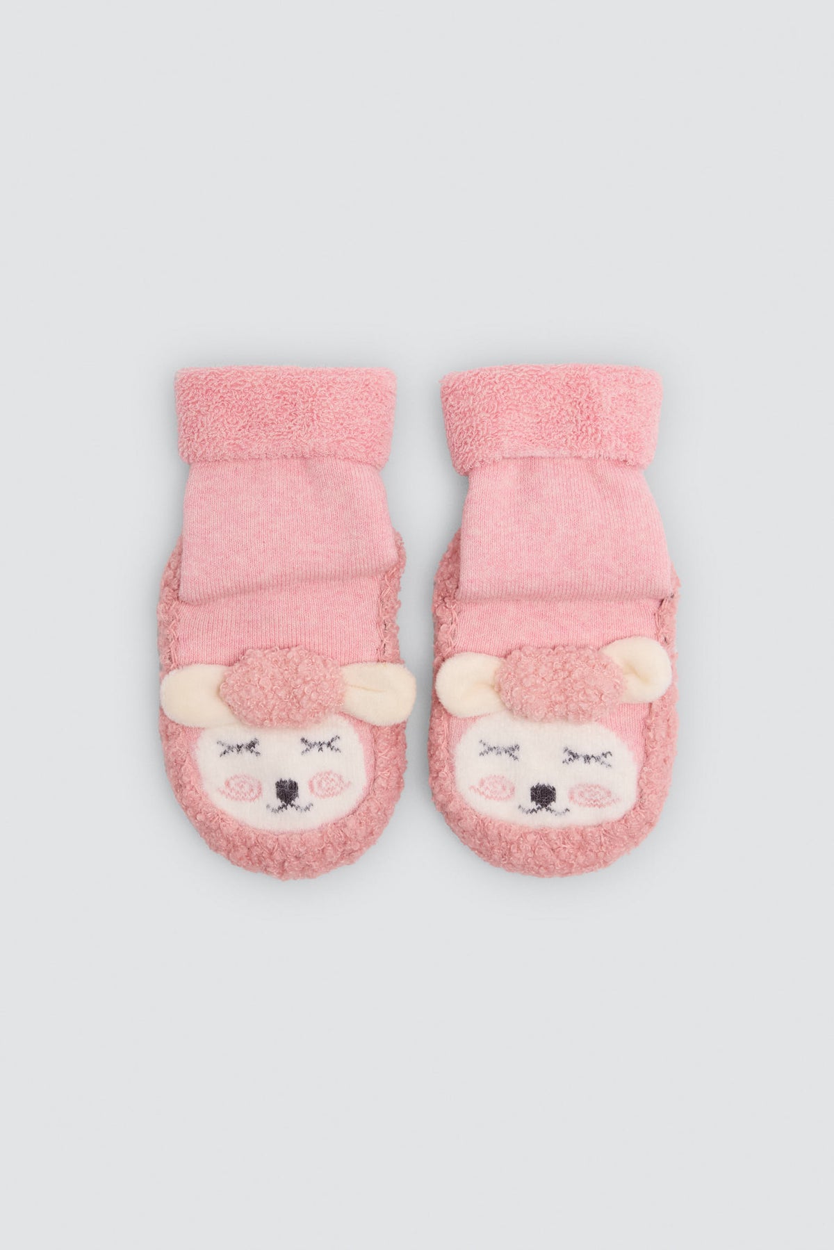 Meias-pantufa térmicas de bebé com ovelhinha rosa