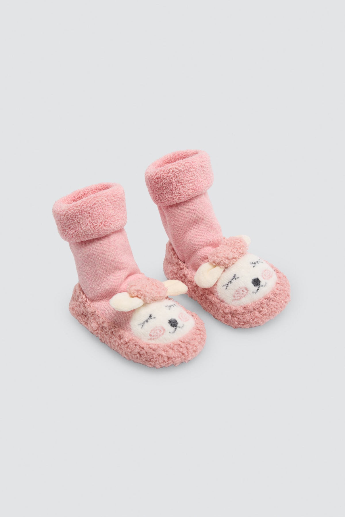 Meias-pantufa térmicas de bebé com ovelhinha rosa