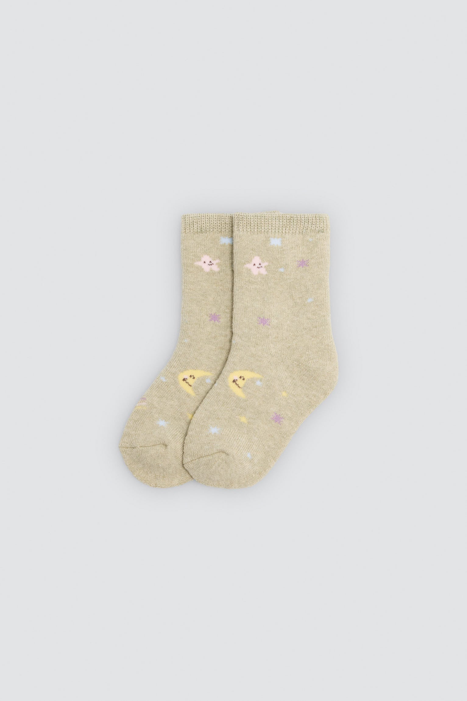 Pack de 4 meias térmicas de bebé com estampado de luas e estrelas