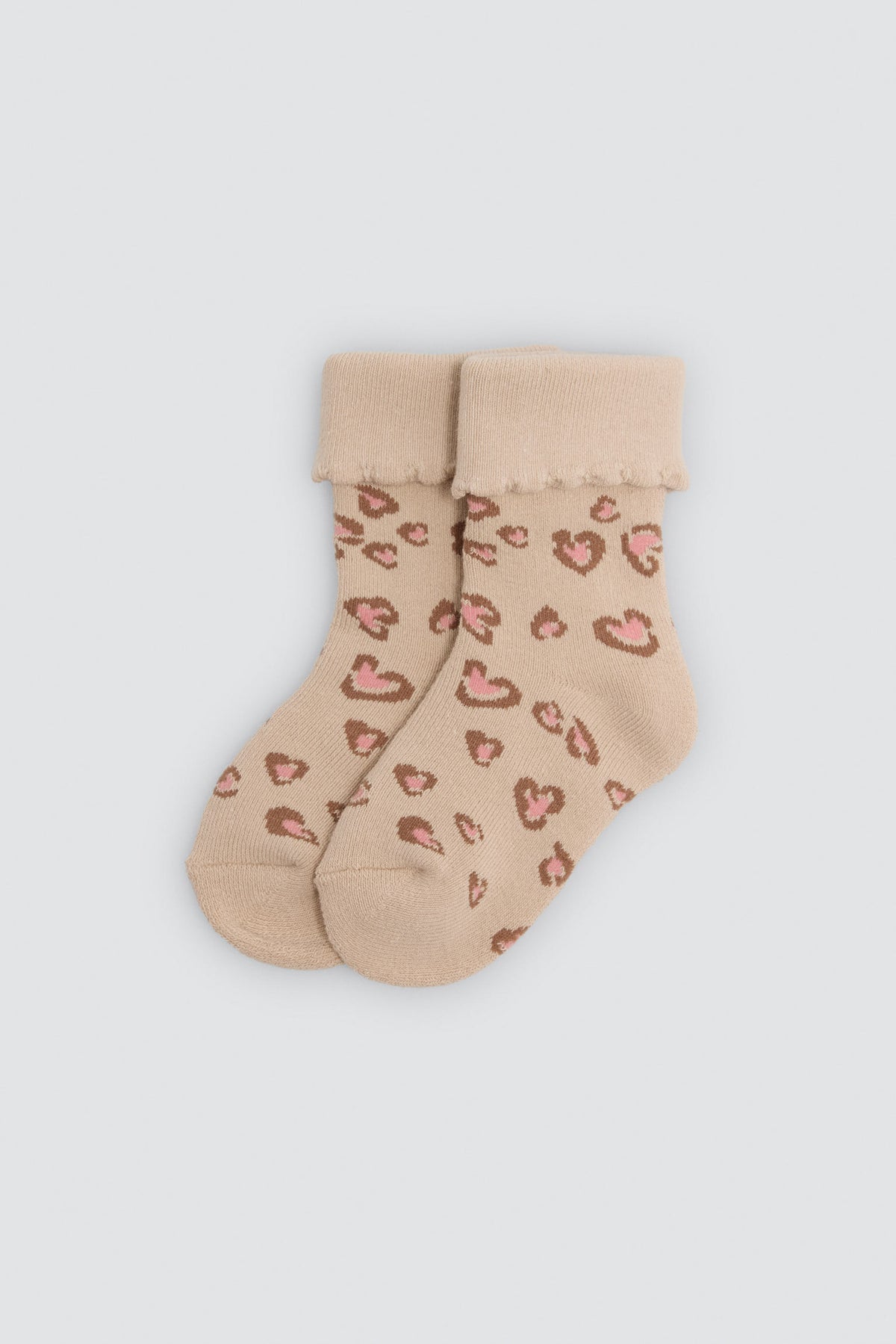 Pack de 4 meias térmicas de bebé com punho dobrado e estampado de frutas e corações