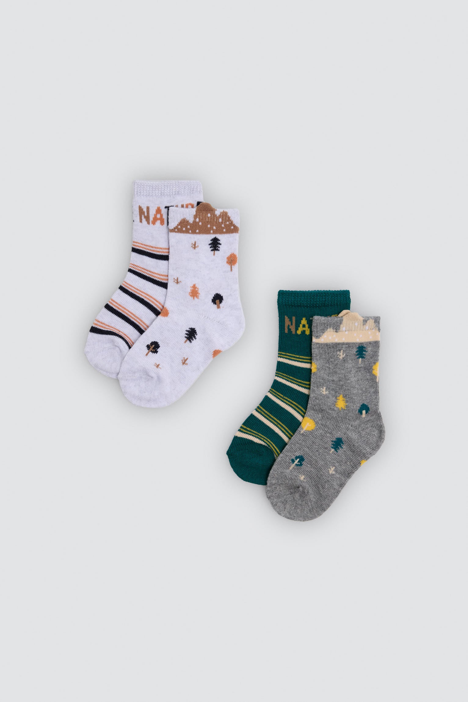 Pack de 4 meias de bebé com estampado de natureza