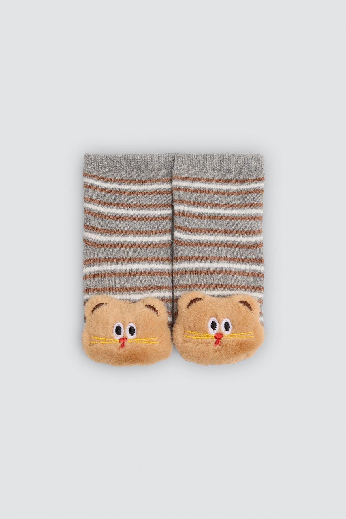 Pack de 2 meias térmicas antiderrapantes sensoriais de bebé com gatinhos