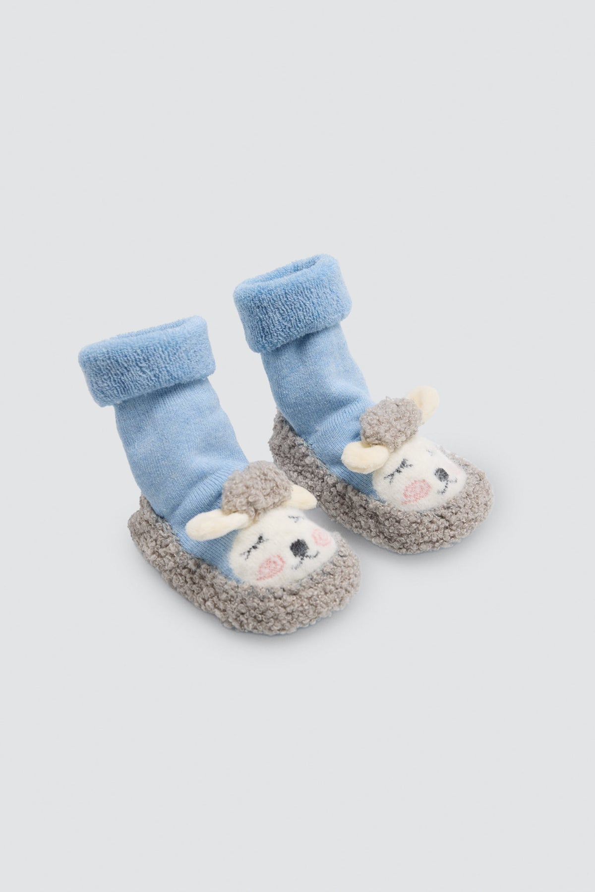 Meias-pantufa térmicas de bebé com ovelhinha azul