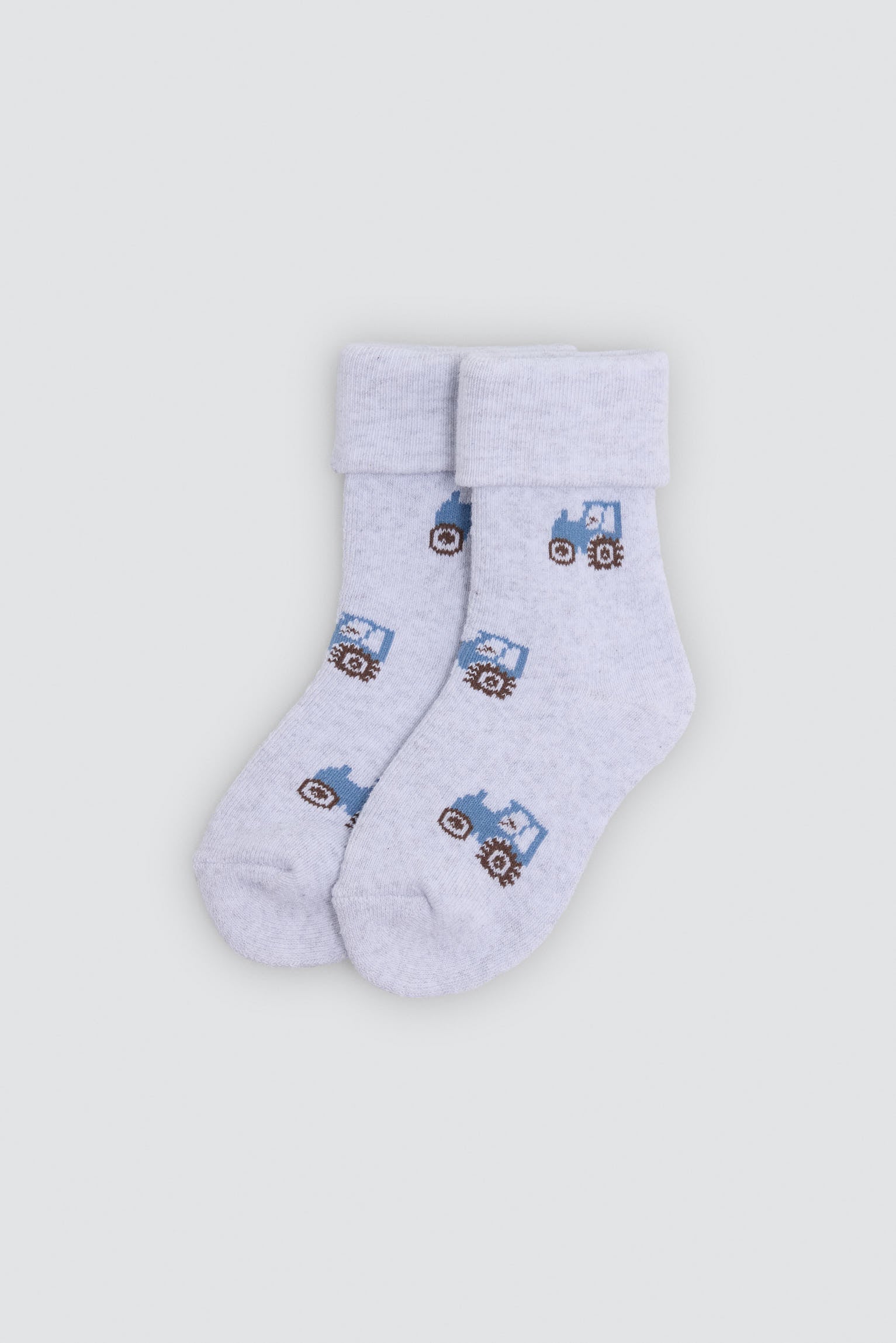 Pack de 4 meias térmicas de bebé com estampado de tratores e porcos