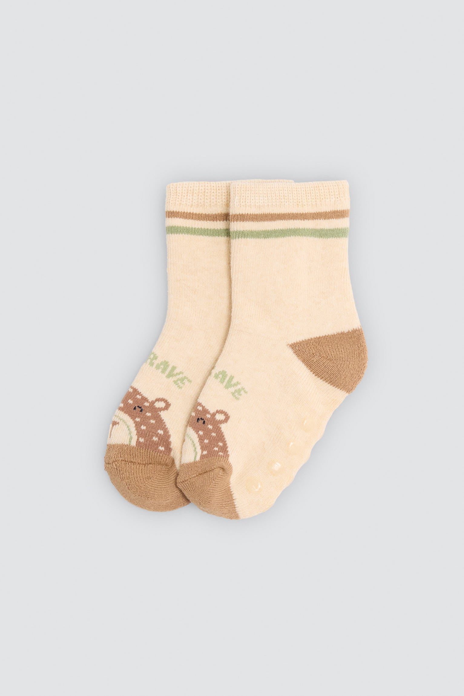 Pack de 4 meias térmicas antiderrapantes de bebé com estampado divertido de ursos