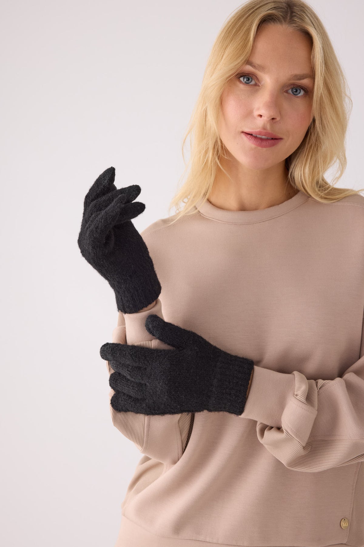 Guantes de punto táctiles mujer negro