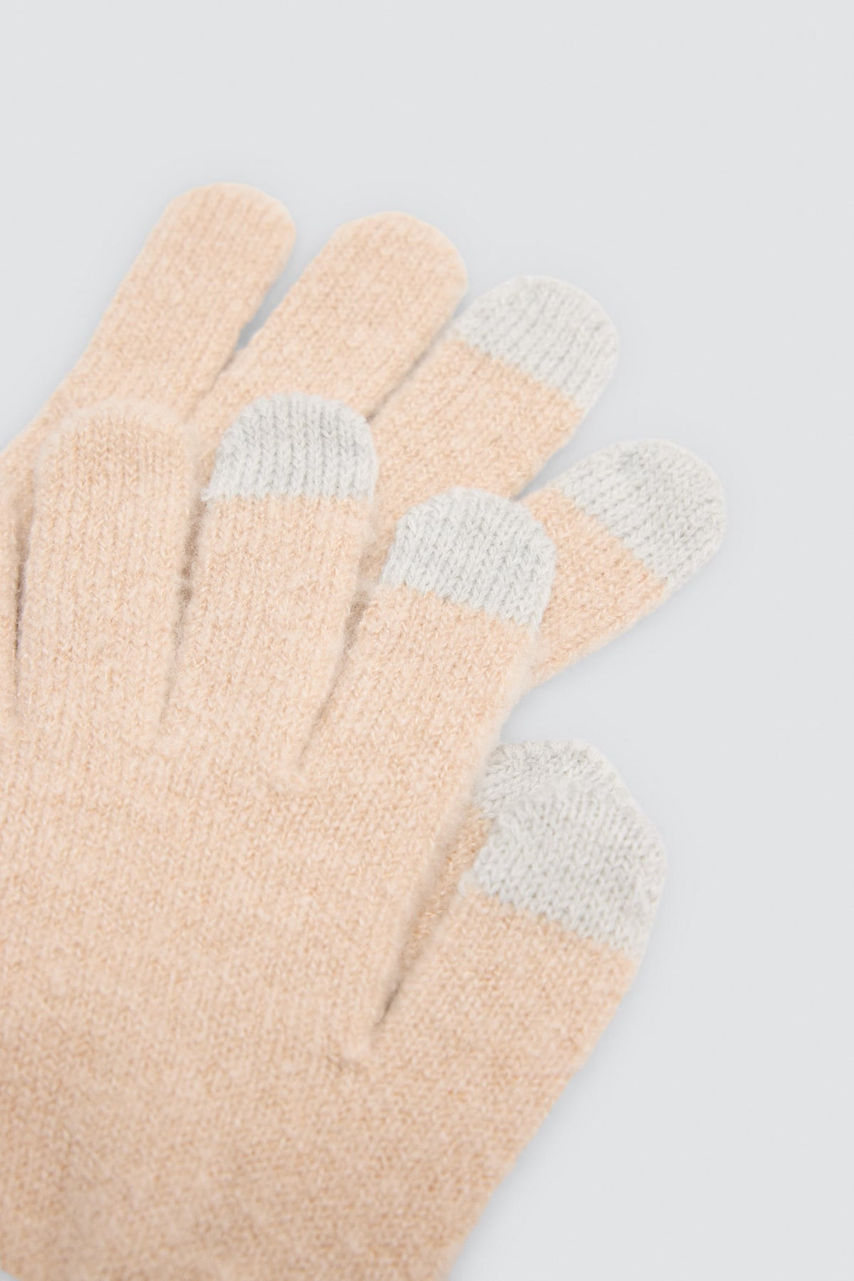 Guantes de punto táctiles mujer beige