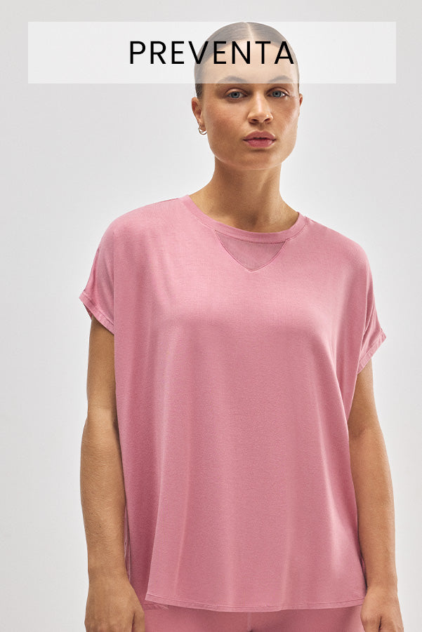 PRÉ-VENDA Camiseta esportiva rosa de manga curta