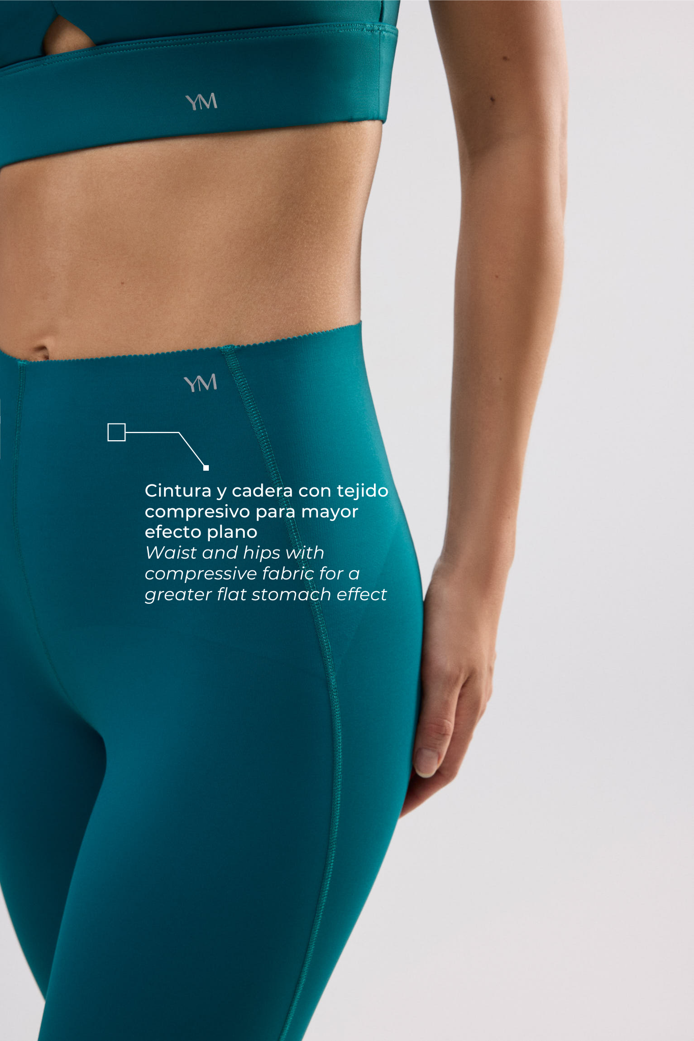 Leggings esportivos de compressão longos verdes com barriga lisa