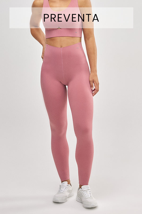 PRÉ-VENDA Legging esportiva longa de compressão com barriga lisa na cor rosa