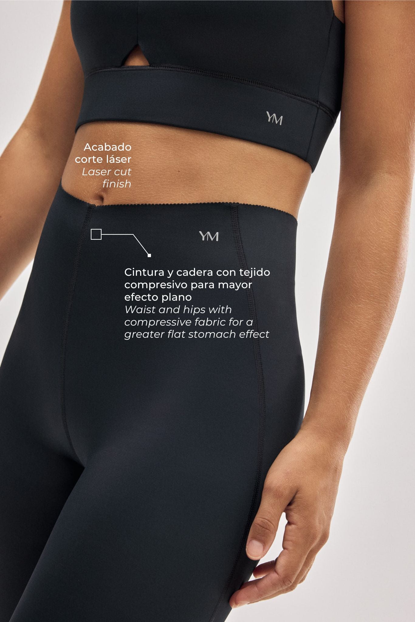 Leggings esportivos de compressão longos pretos com barriga lisa