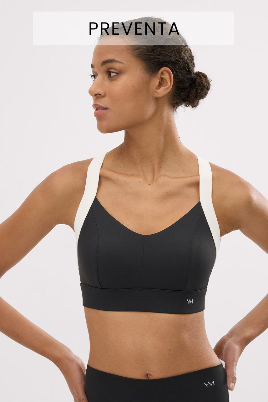 PRÉ-VENDA Sutiã esportivo com aro ajustável nas cores preto e branco