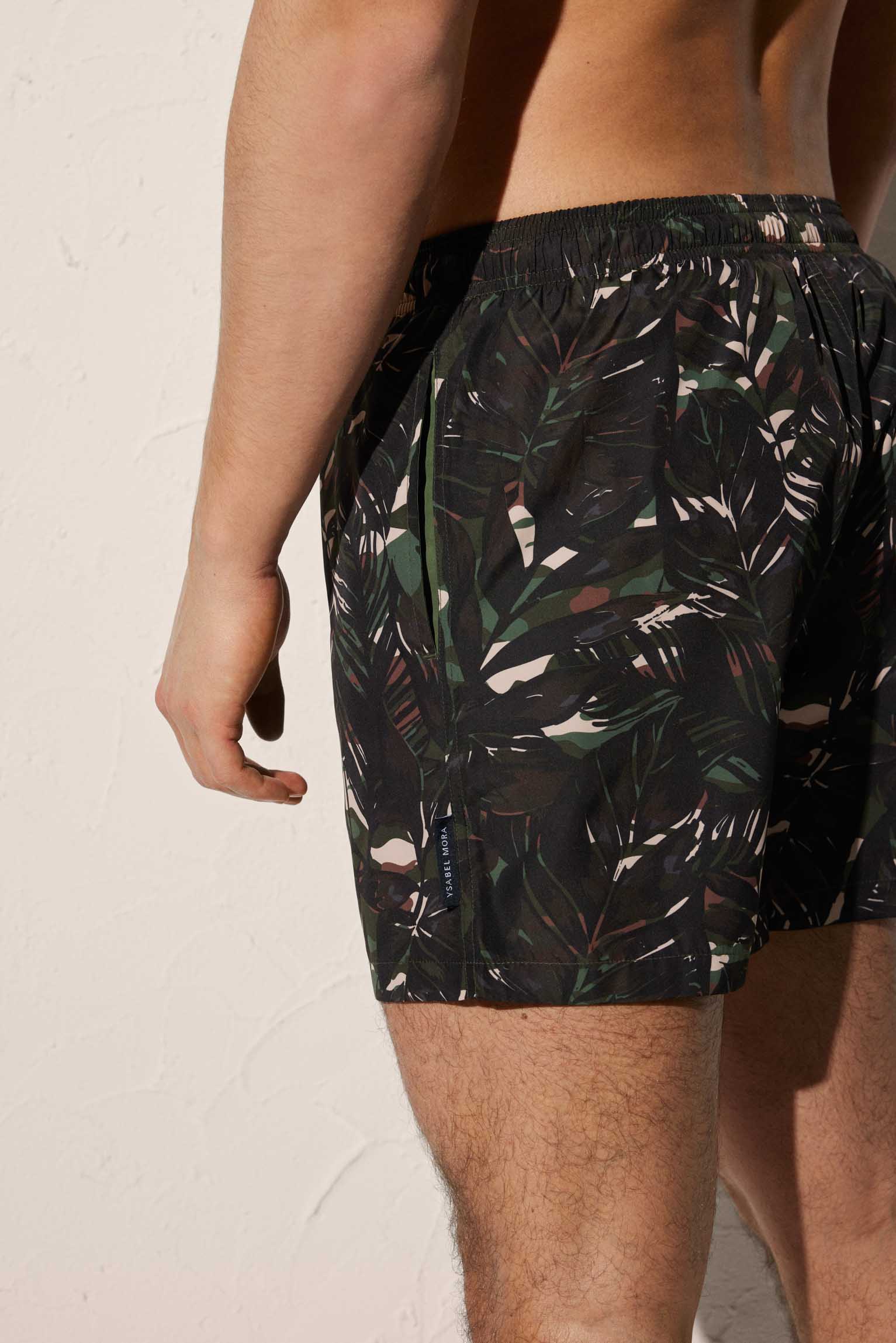 Calções de banho estilo short com estampado tropical