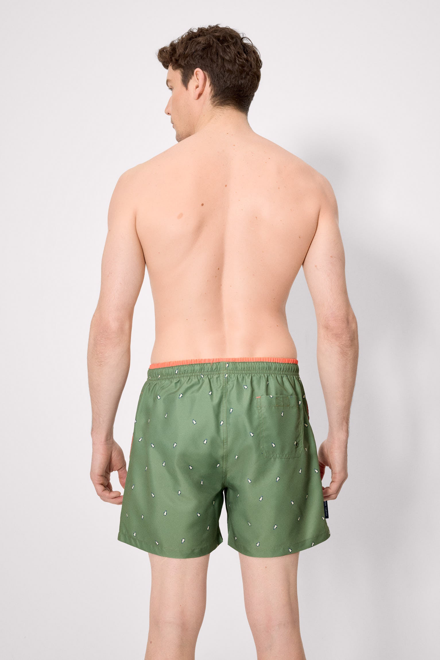 Bañador medio estampado pingüinos verde - Ysabel Mora