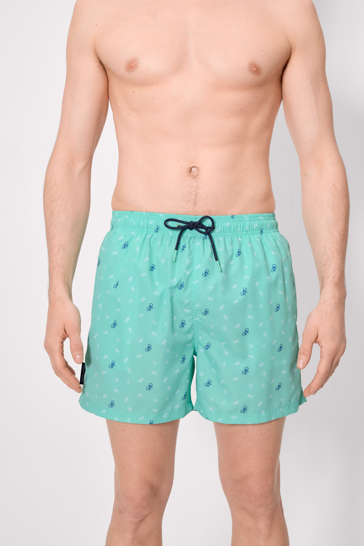 Maiô meia-lua com estampa de bicicleta verde