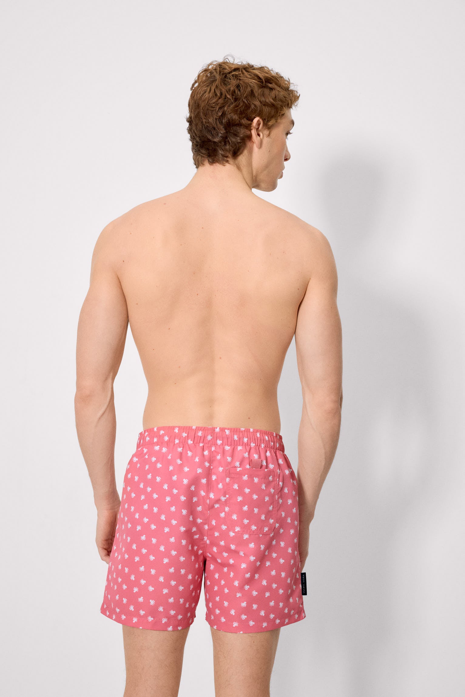 Maiô curto rosa com estampa de polvo