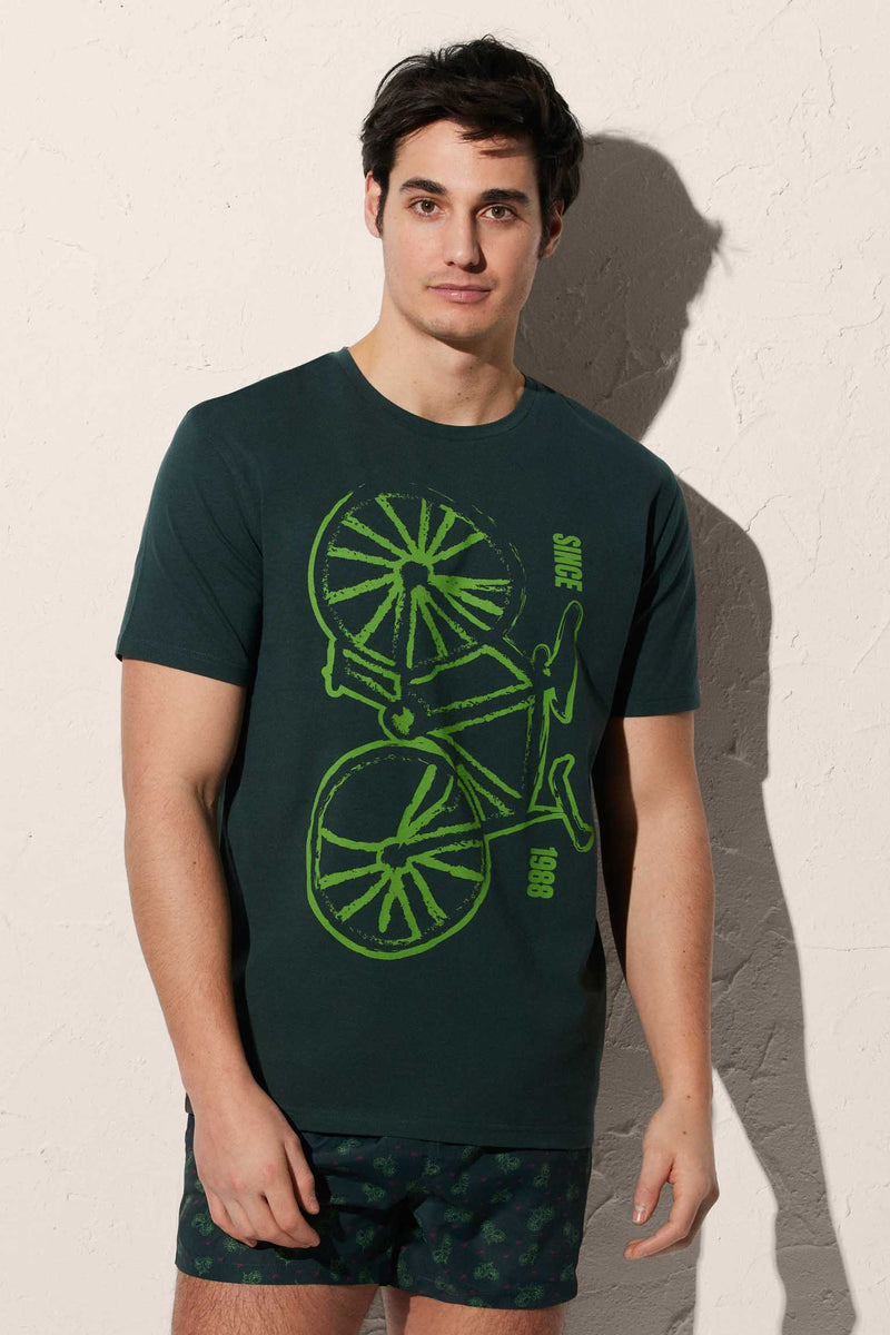 T-shirt verde bicicleta