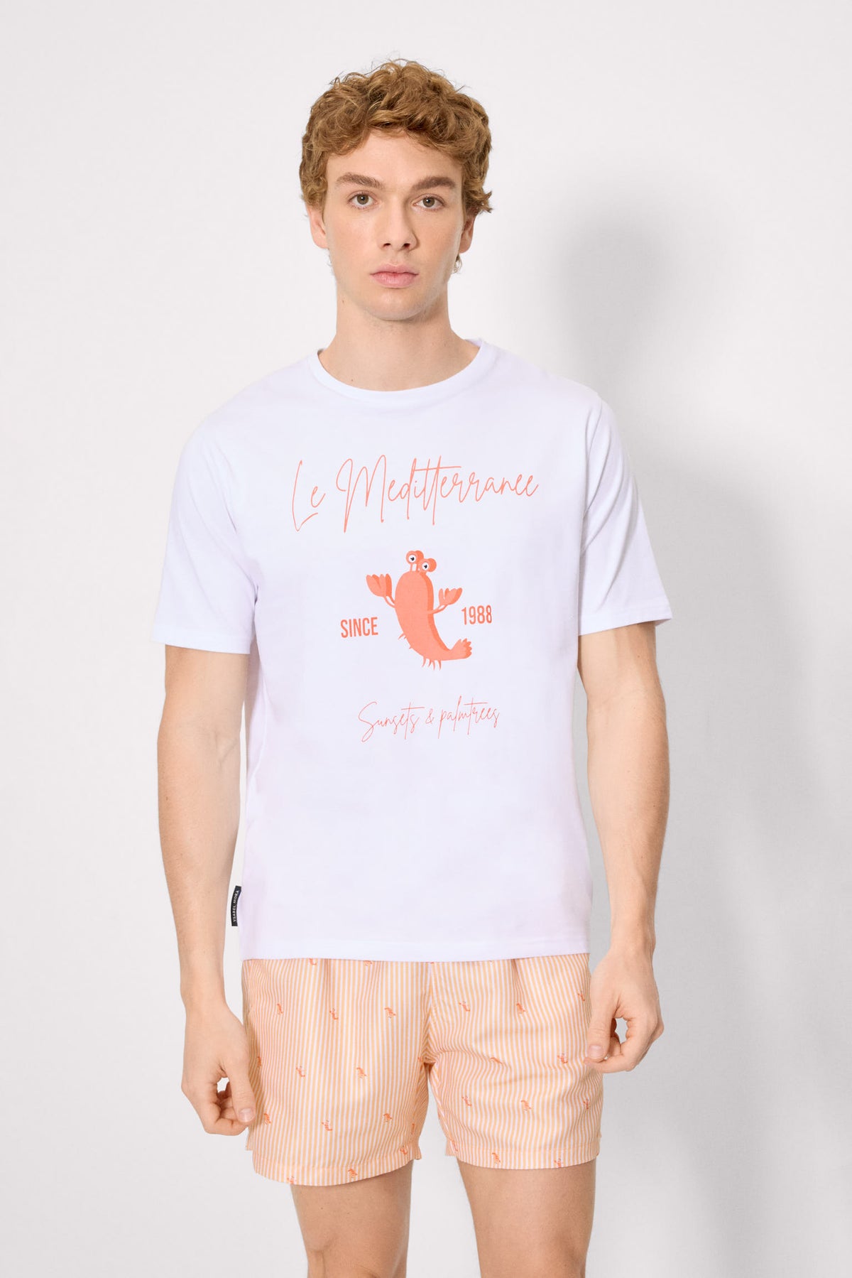 Camiseta manga corta estampado langosta blanco - Ysabel Mora