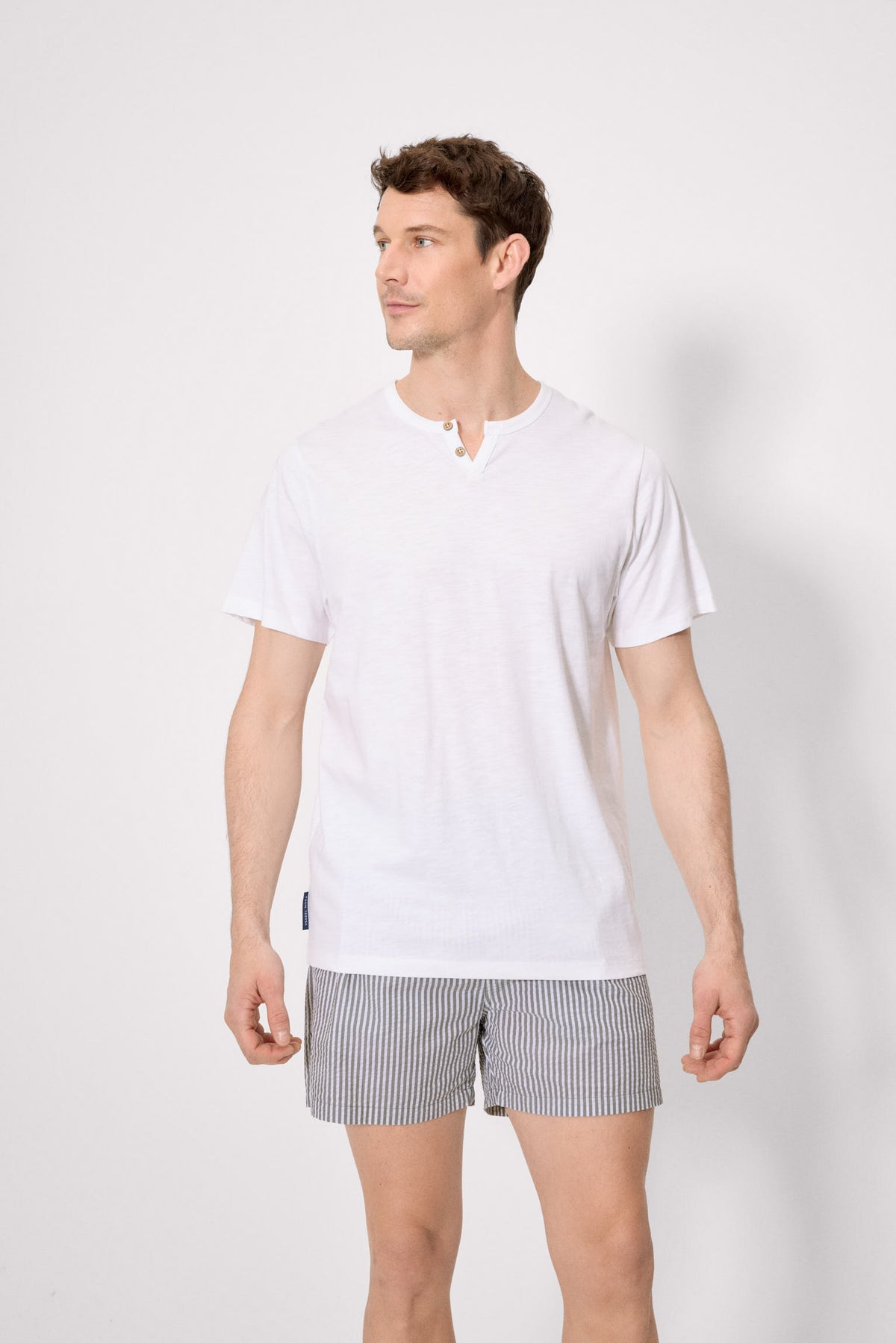 Camiseta manga corta básica cuello panadero blanco - Ysabel Mora