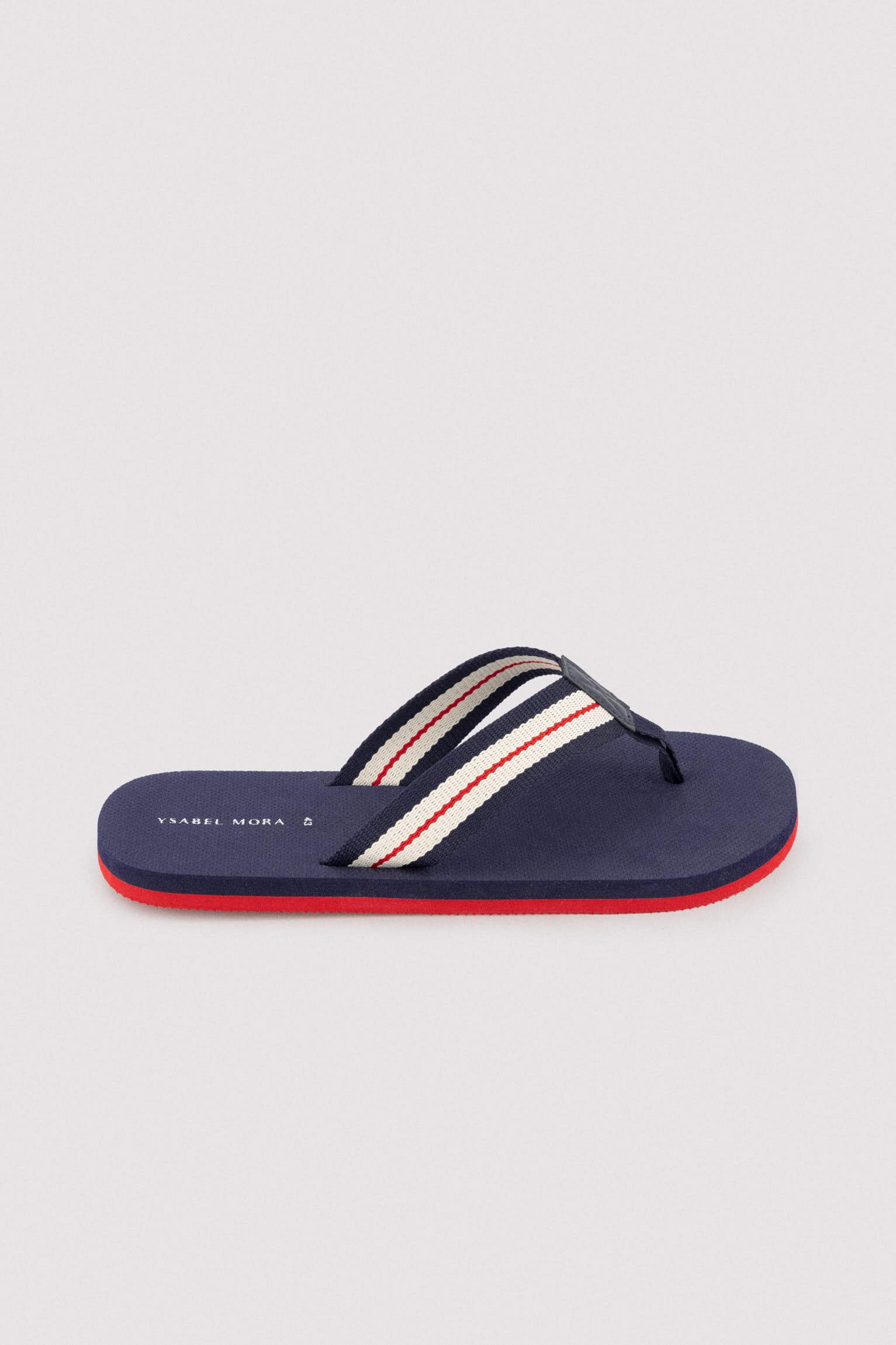 Chinelo masculino com listras contrastantes, azul marinho