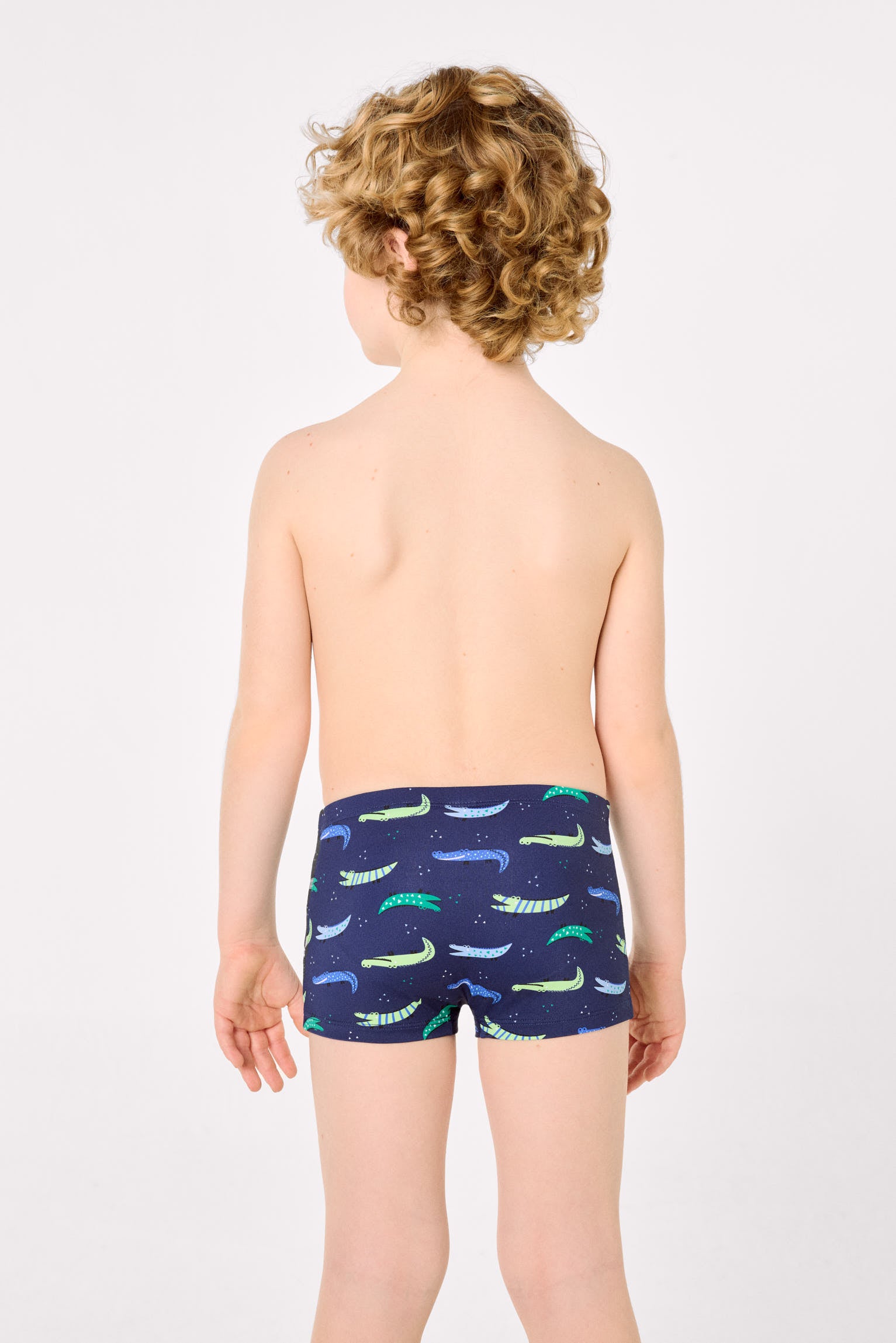 Calção de banho boxer infantil com estampa de crocodilo