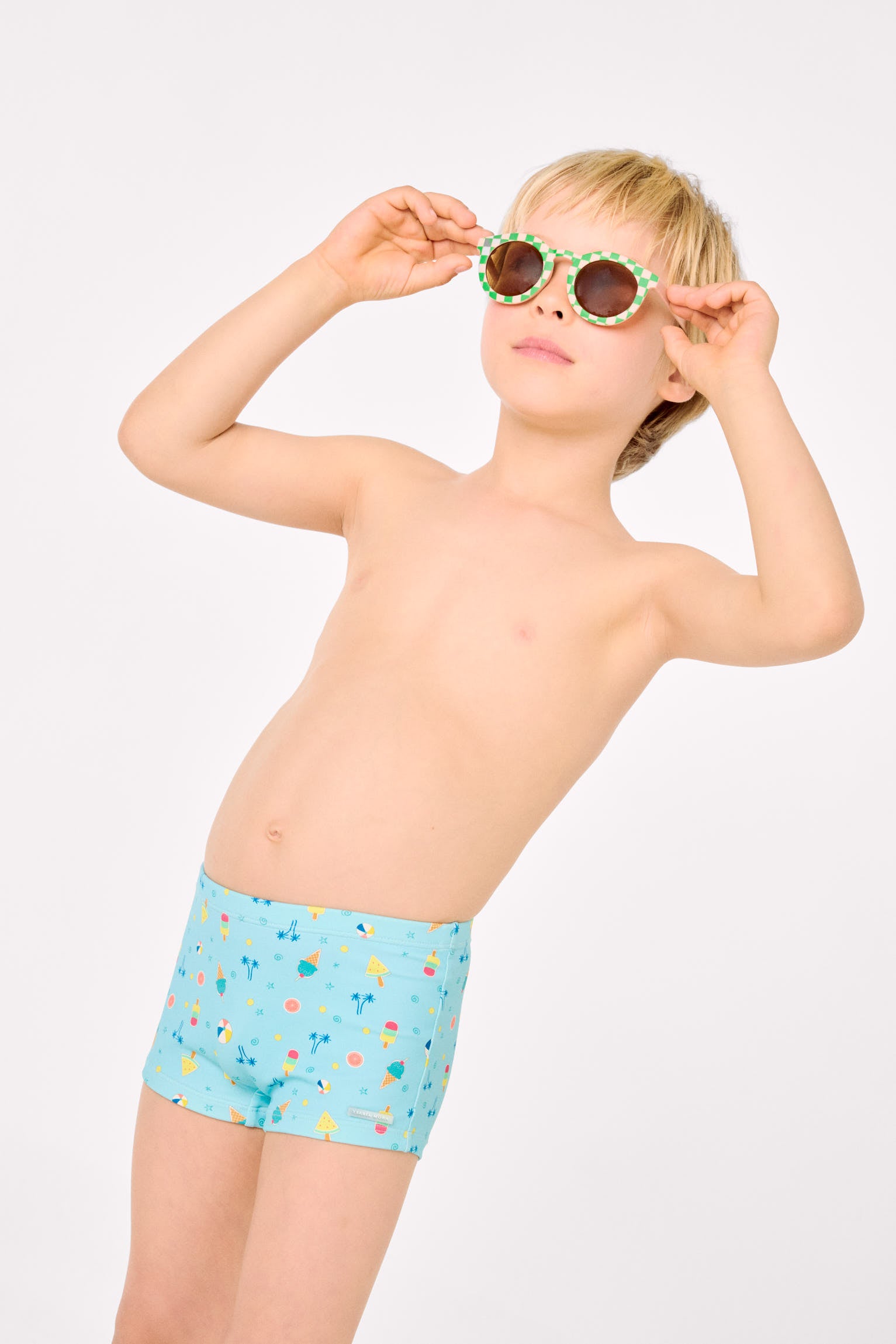 Calção de banho boxer infantil com estampa de sorvete