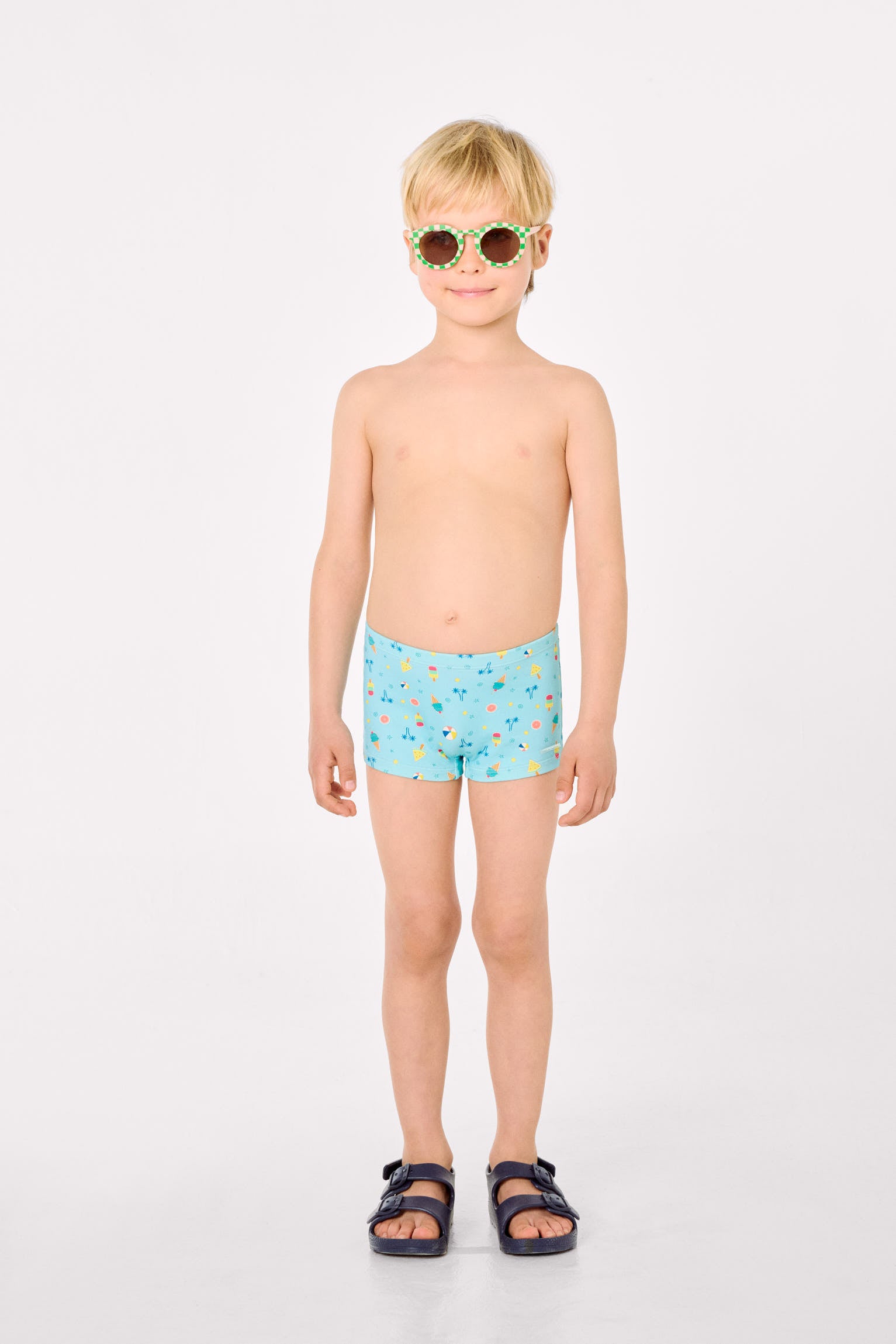 Calção de banho boxer infantil com estampa de sorvete